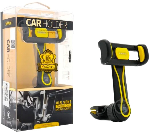 Автодержатель Remax для смартфонов RM-C24 Black/Yellow (RM-C24-BLACK+YELLOW) - фото 5 Автодержатель Remax для смартфонов RM-C24 Black/Yellow (RM-C24-BLACK+YELLOW) - фото 5