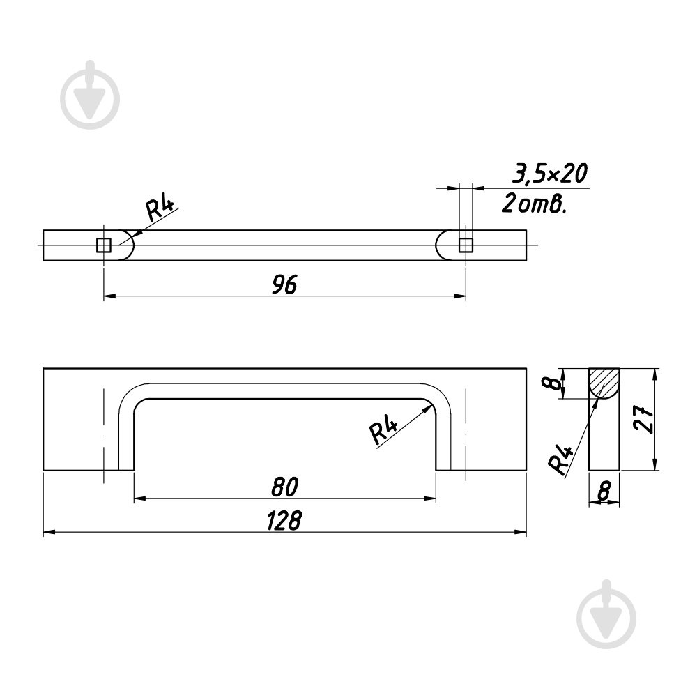Меблева ручка накладна Comit P64203612 96 мм матовий чорний - фото 2 Меблева ручка накладна Comit P64203612 96 мм матовий чорний - фото 2