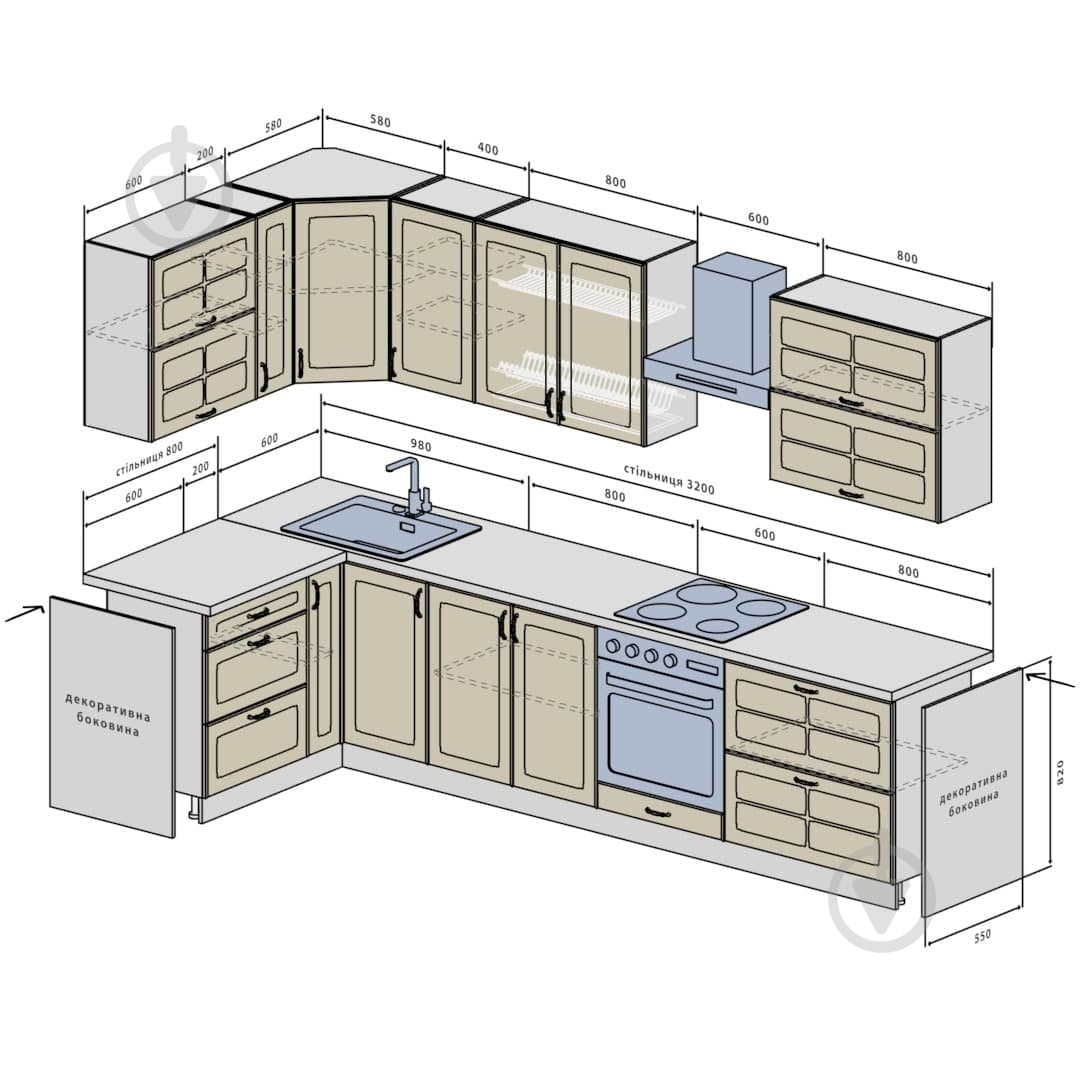 Кухня Модена (VІМ2) белый МДФ 1,4 мx3,2 м - фото 5 Кухня Модена (VІМ2) белый МДФ 1,4 мx3,2 м - фото 5