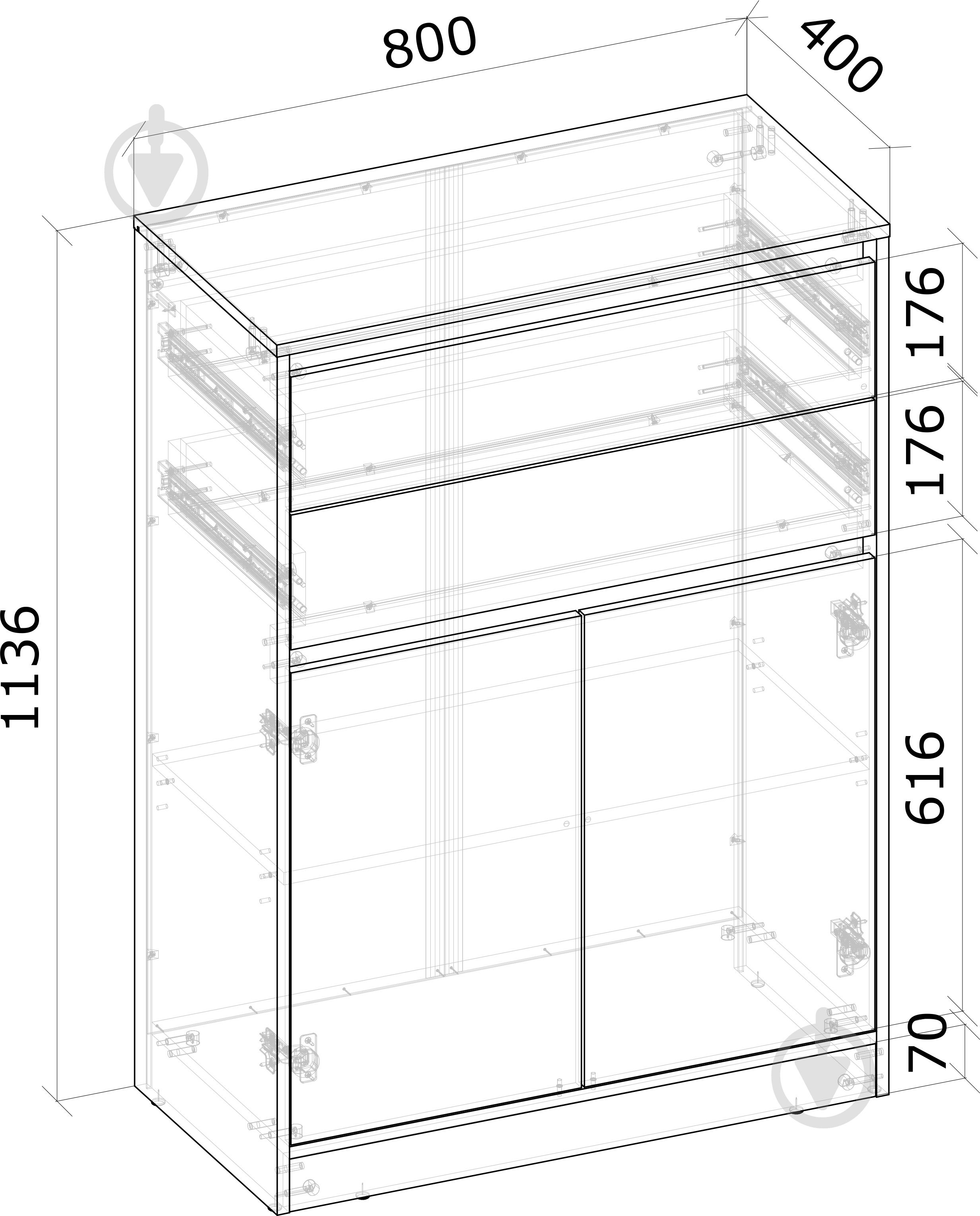 ᐉ Шафа Грейд низька з ящиком Ален 1136х800х400 мм графіт • Краща