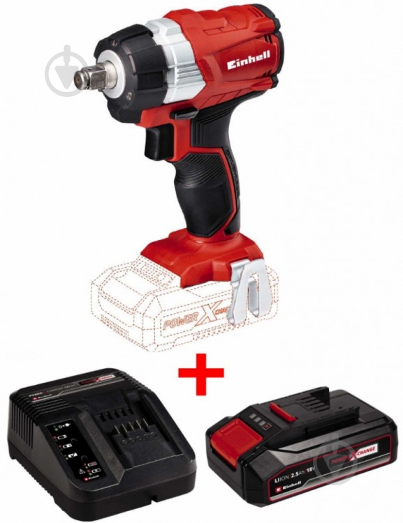 Гайковерт ударный аккумуляторный Einhell X-Change TE-CW 18 Li BL 4510040+4512097 - фото 1