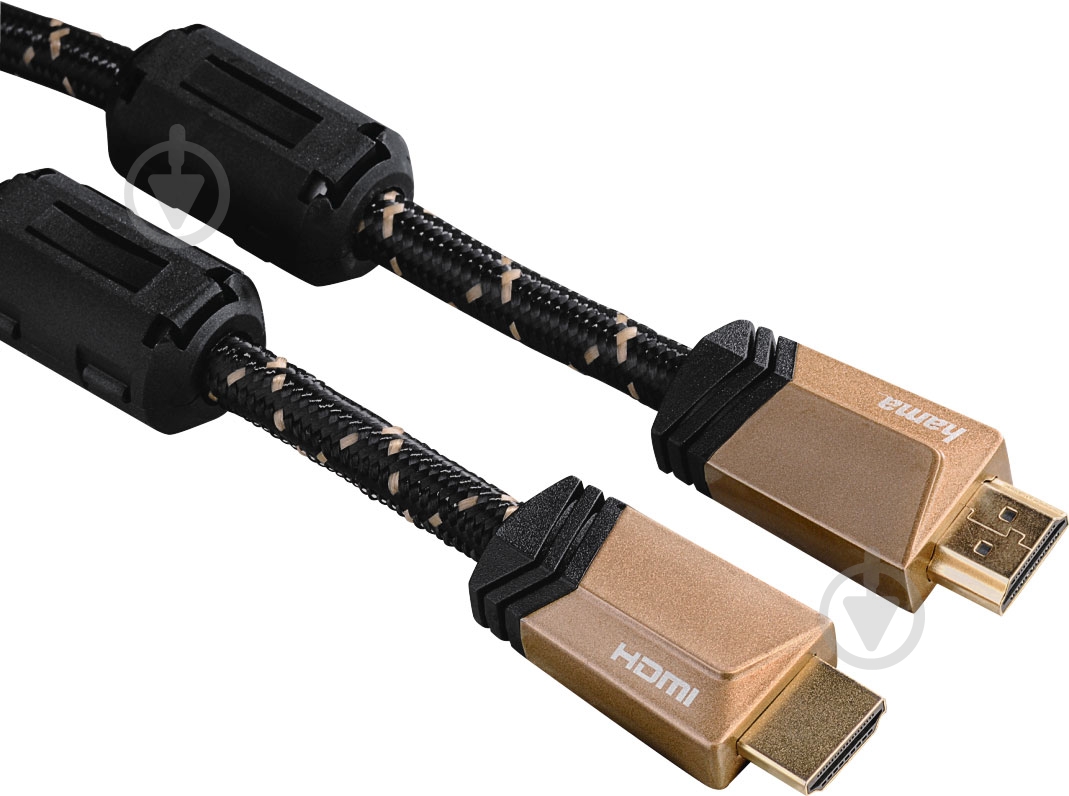 Кабель Hama HDMI 0.75 м чорно-коричневий (00122209) Premium AM/AM - фото 1
