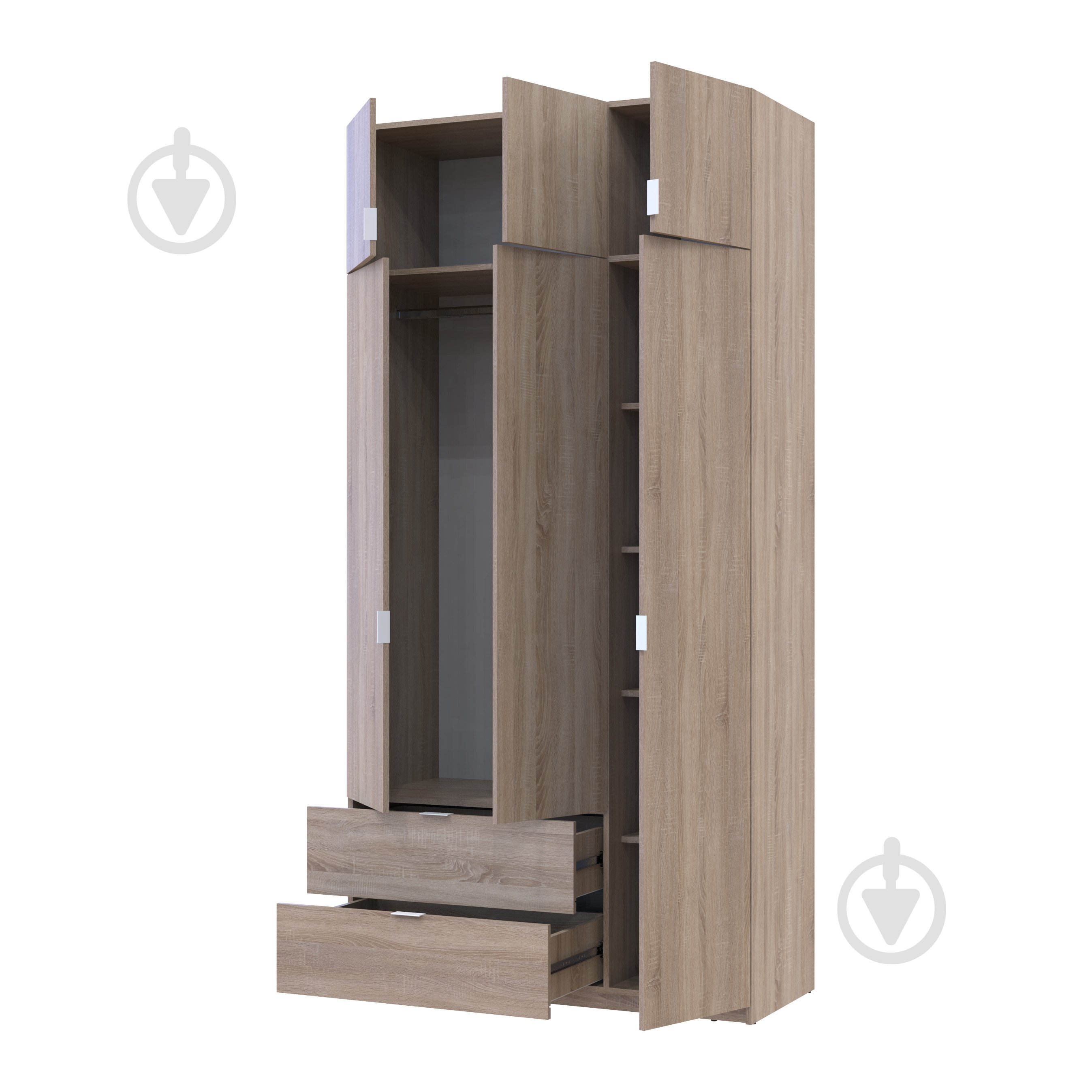 Шкаф для одежды Doros Лукас 3ДСП 2400х1200х500 мм дуб сонома - фото 2 Шкаф для одежды Doros Лукас 3ДСП 2400х1200х500 мм дуб сонома - фото 2