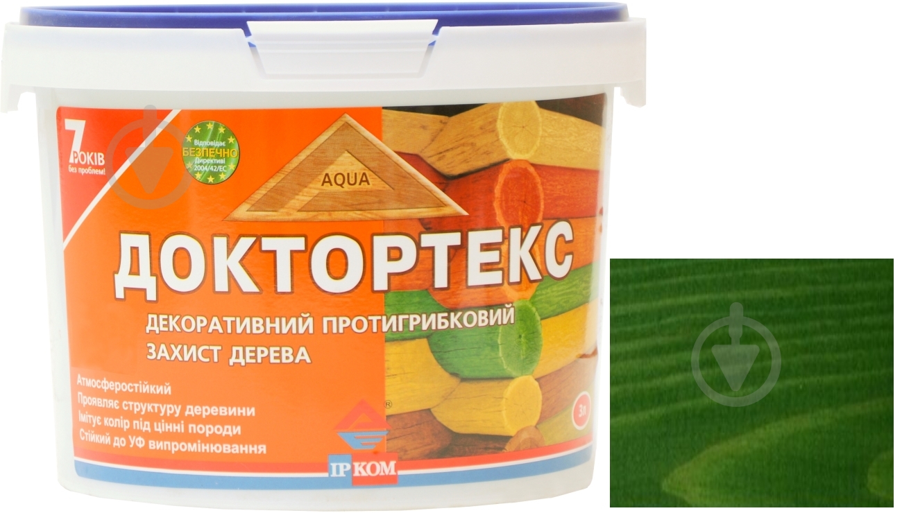 Лазурь ІРКОМ Доктортекс ИР-013 зеленый шелковистый мат 3 л - фото 5