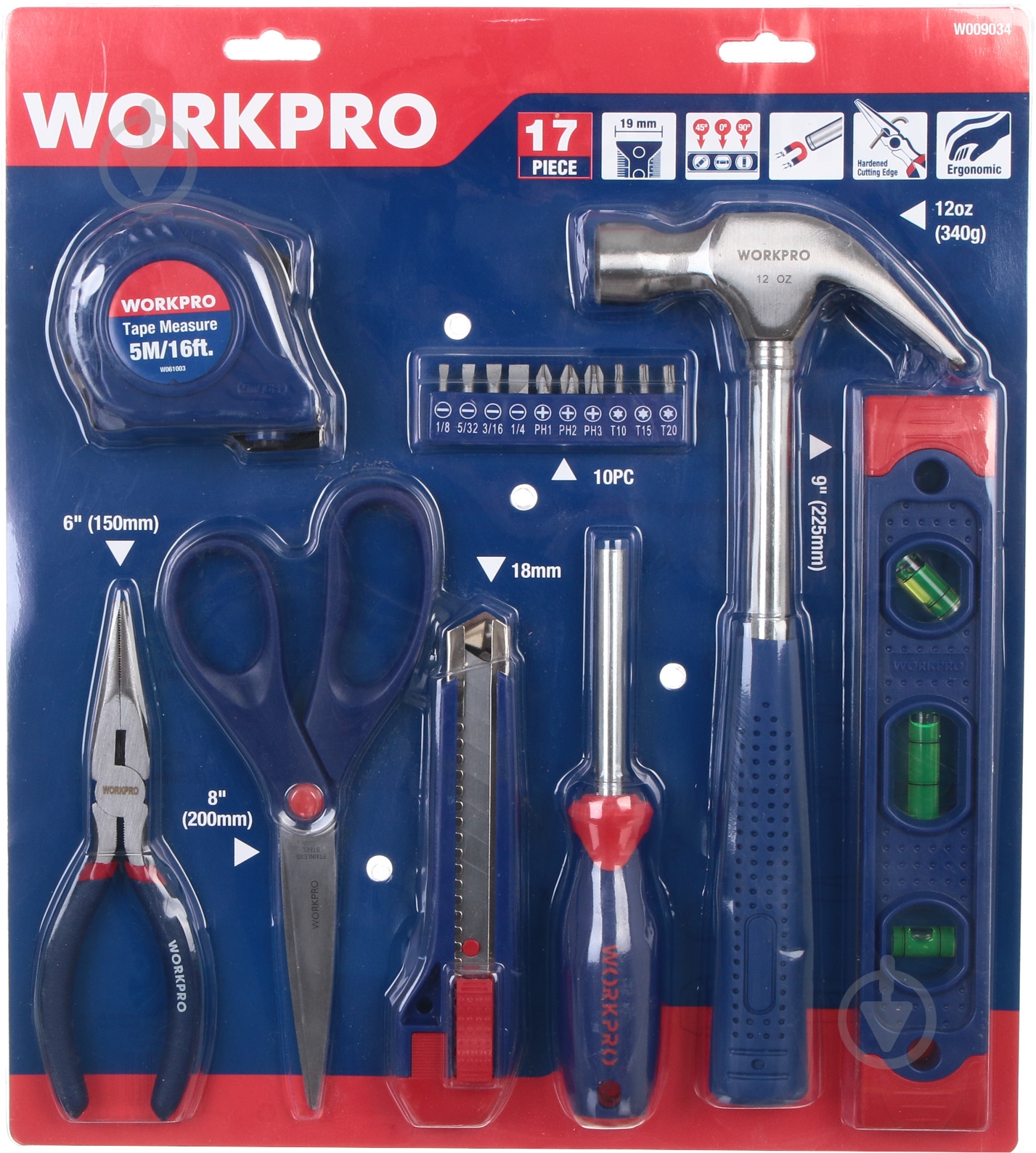Набор ручного инструмента WORKPRO 17 шт. W009034 - фото 2