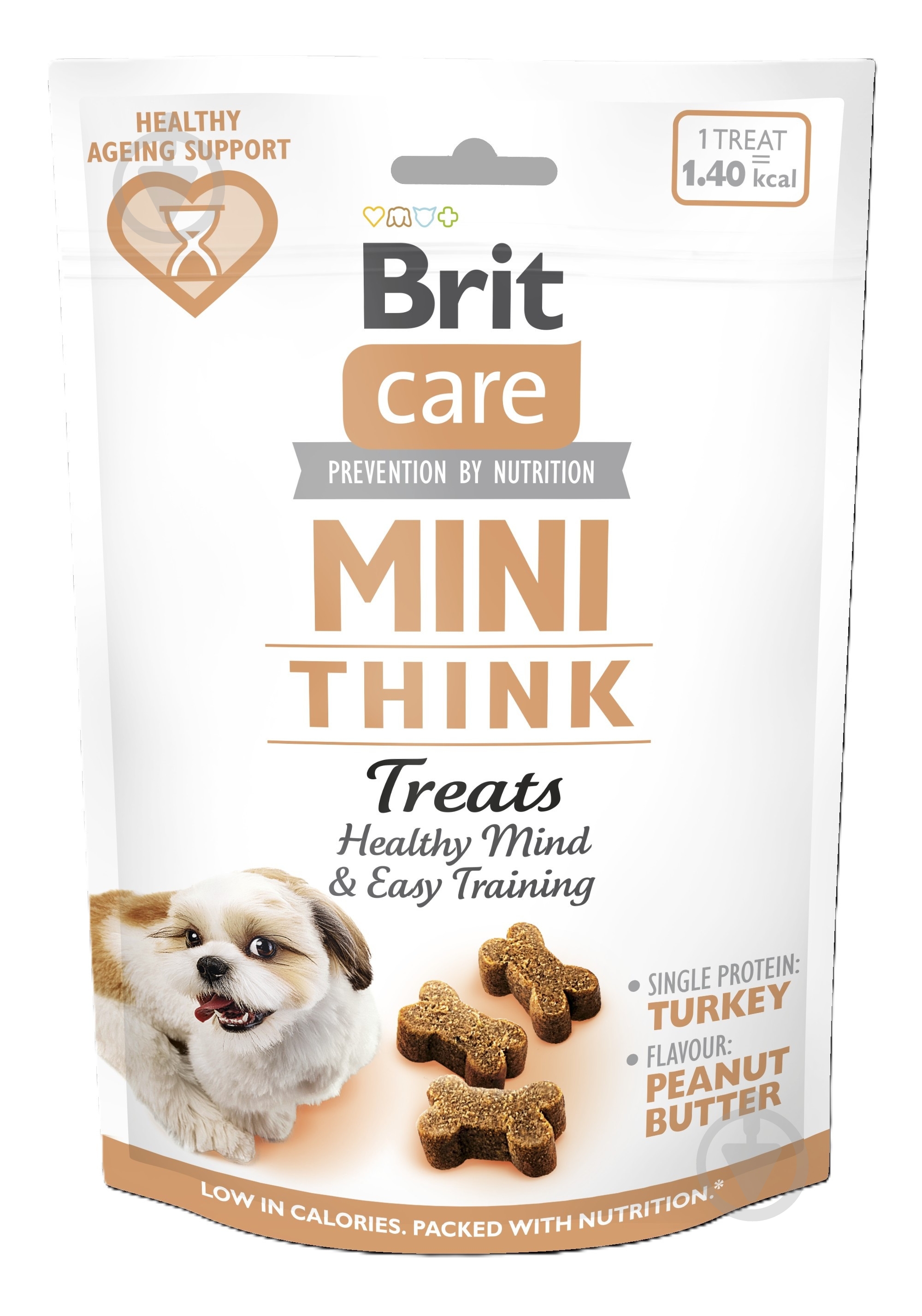 Ласощі для собак Brit Mini Treats Think для підтримки розумових здібностей з індичкою (смак арахісового масла) 50 г - фото 1 Ласощі для собак Brit Mini Treats Think для підтримки розумових здібностей з індичкою (смак арахісового масла) 50 г - фото 1