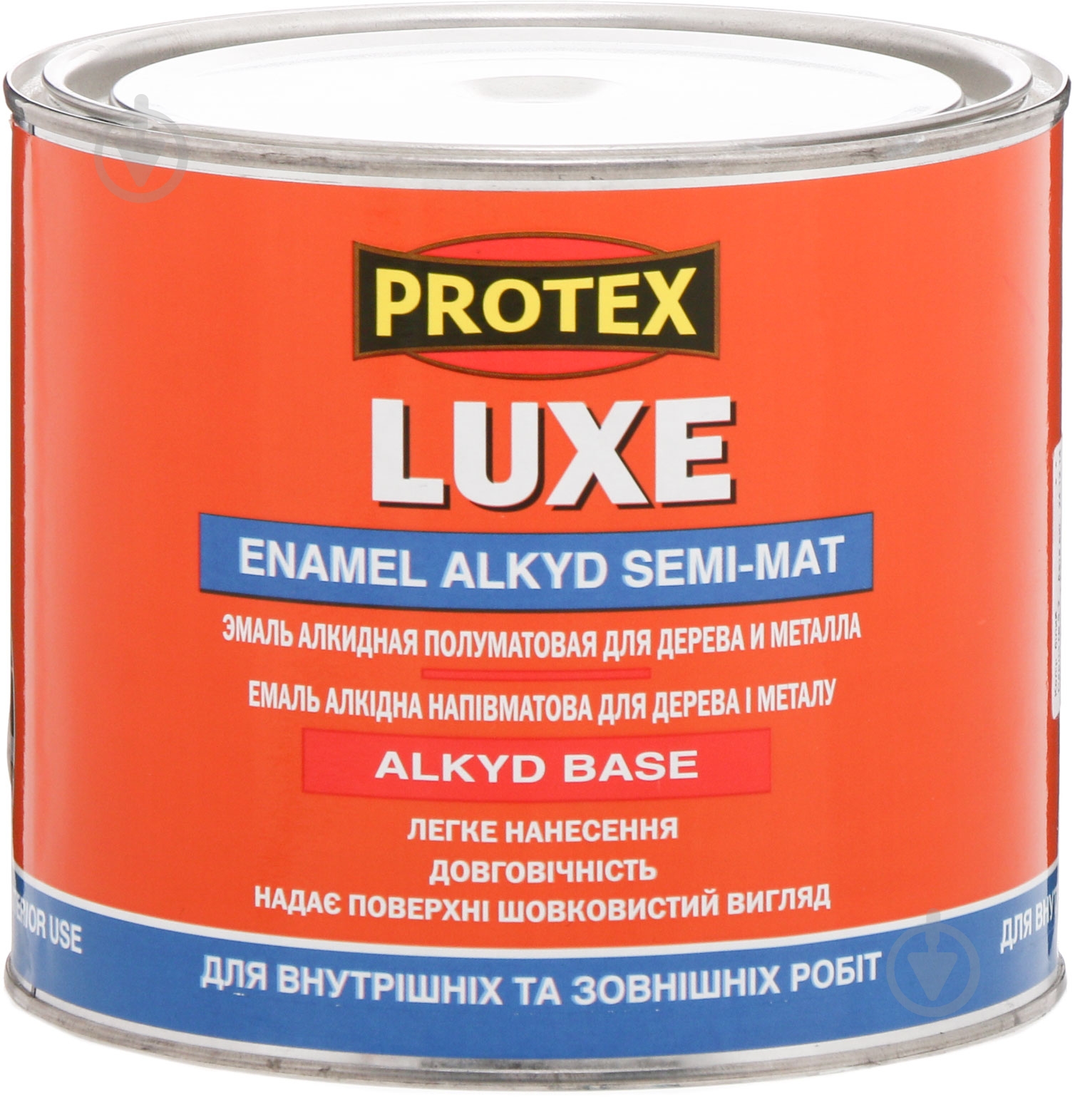 Емаль PROTEX алкідна Luxe напівмат білий 2,1 л 2,7 кг - фото 1