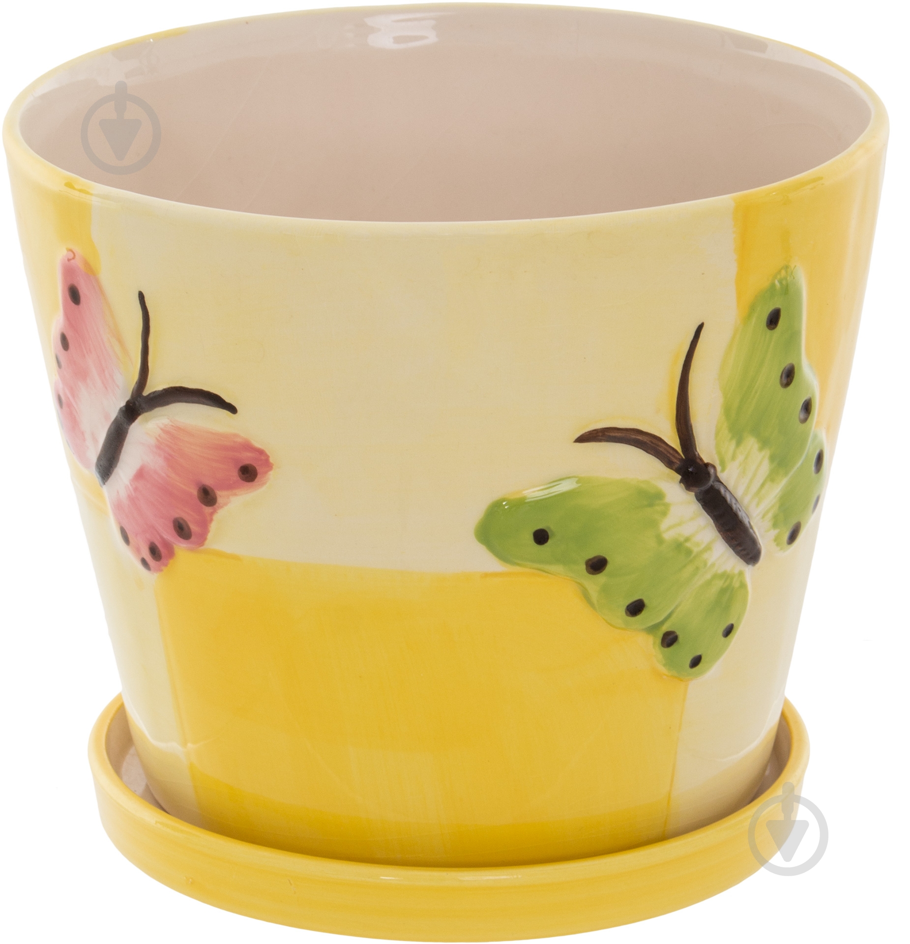 Горшок керамический Ваш сад yellow S/1 HSS10896 круглый 4,9 л желтый с рисунком - фото 1