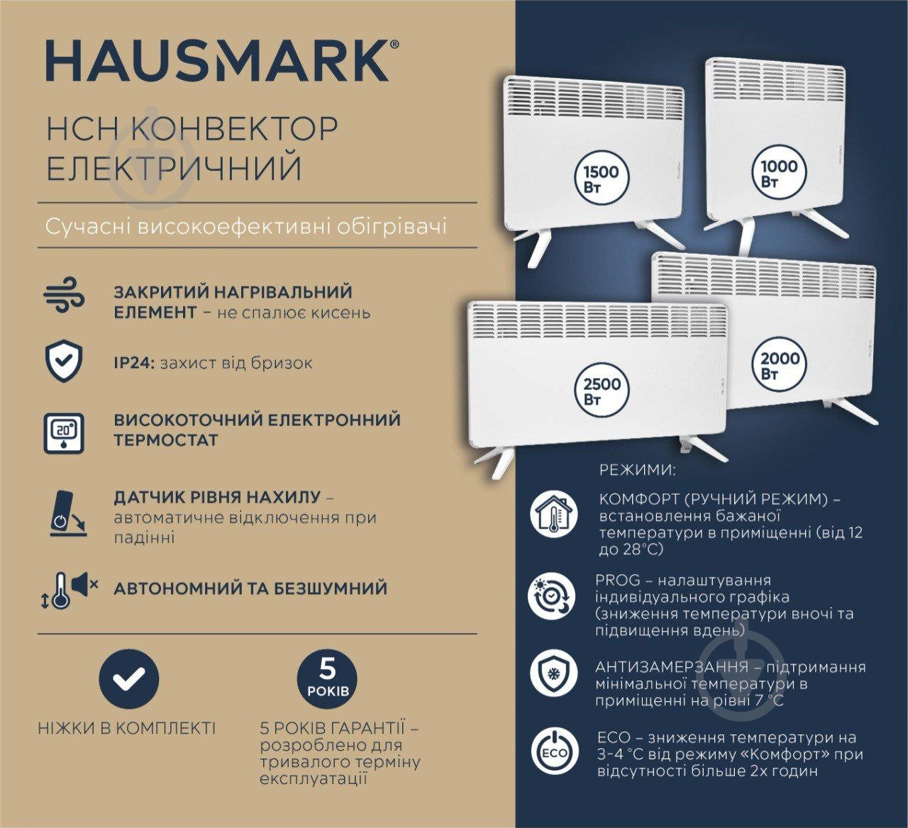 Конвектор електричний HausMark HCH 2000 CMG-TLC/M - фото 9