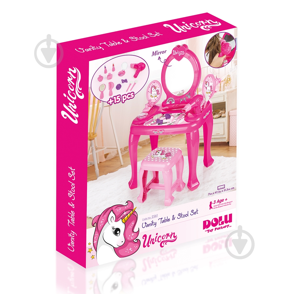 Игровой набор Dolu Детское трюмо розовое 2561 - фото 2