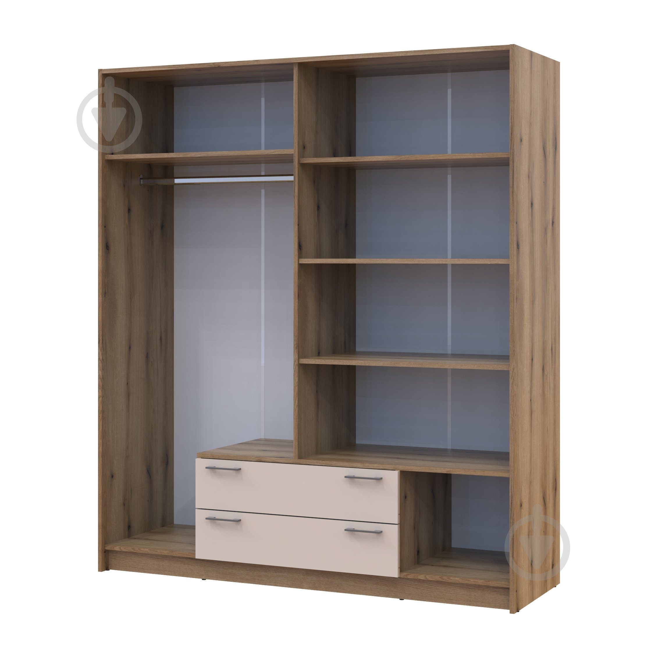 Шафа для одягу Doros Ронді 4ДСП з дзеркалом 1950х1600х520 мм дуб артізан кашемір - фото 3 Шафа для одягу Doros Ронді 4ДСП з дзеркалом 1950х1600х520 мм дуб артізан кашемір - фото 3