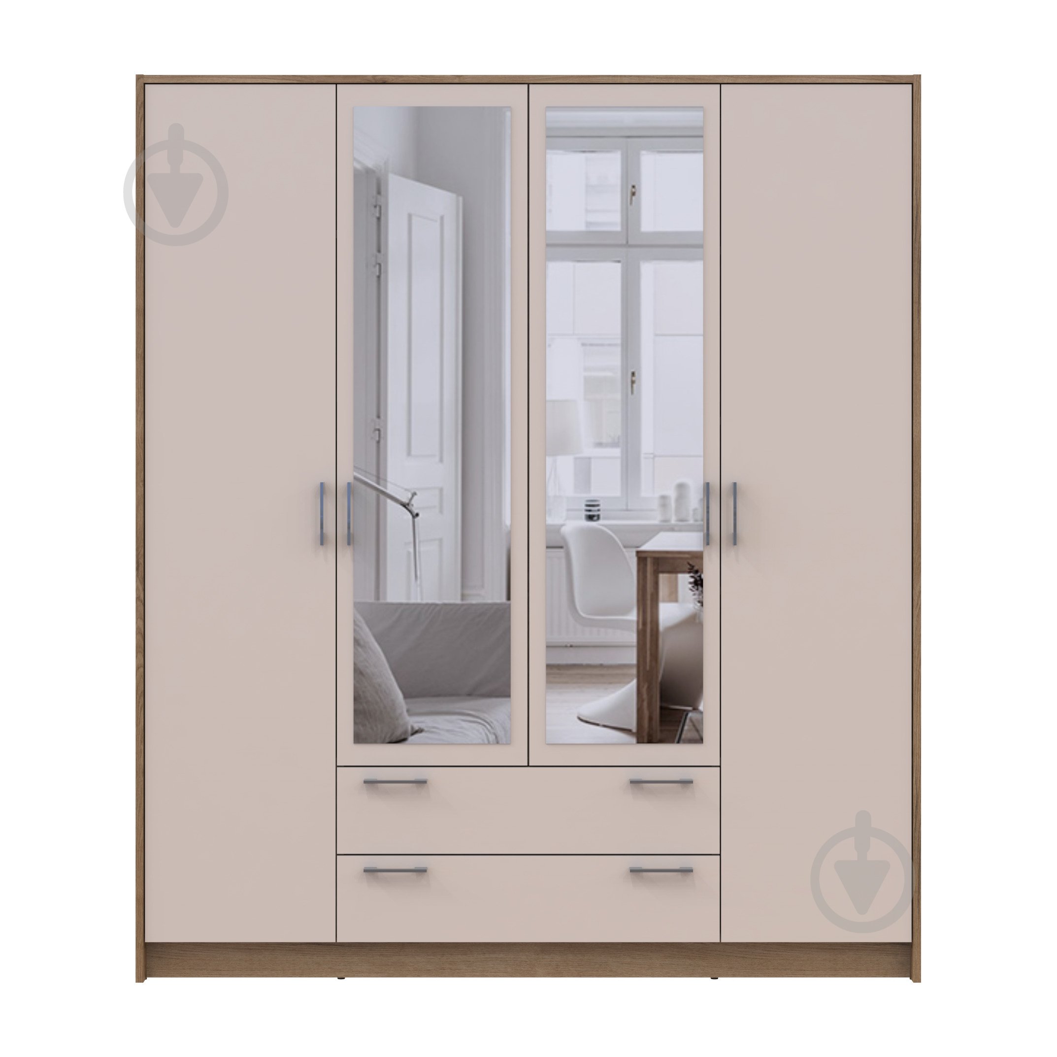 Шафа для одягу Doros Ронді 4ДСП з дзеркалом 1950х1600х520 мм дуб артізан кашемір - фото 4 Шафа для одягу Doros Ронді 4ДСП з дзеркалом 1950х1600х520 мм дуб артізан кашемір - фото 4