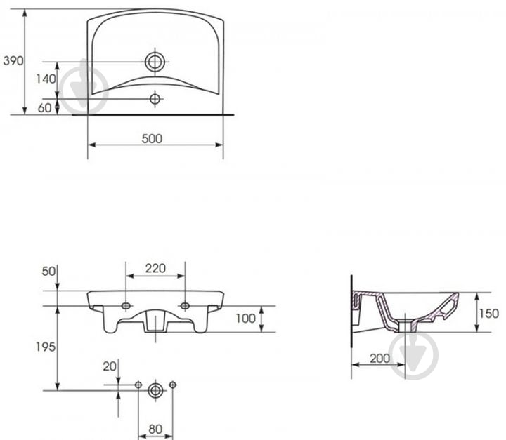 Умывальник Cersanit Carina 50 - фото 3