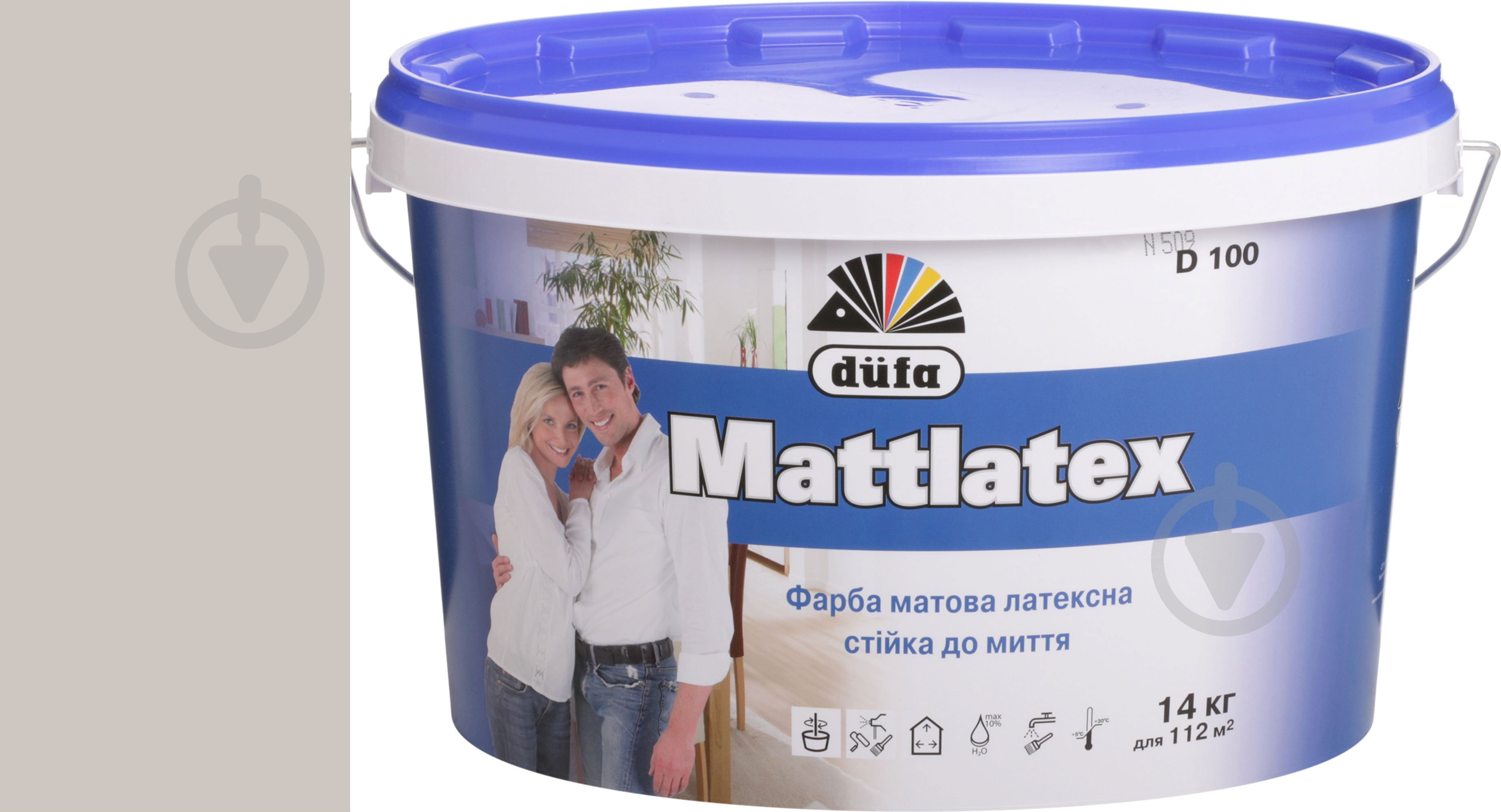 Фарба латексна водоемульсійна з колоруванням Dufa Mattlatex D100 мат VN 2756 Ранок у степу 14 кг - фото 1