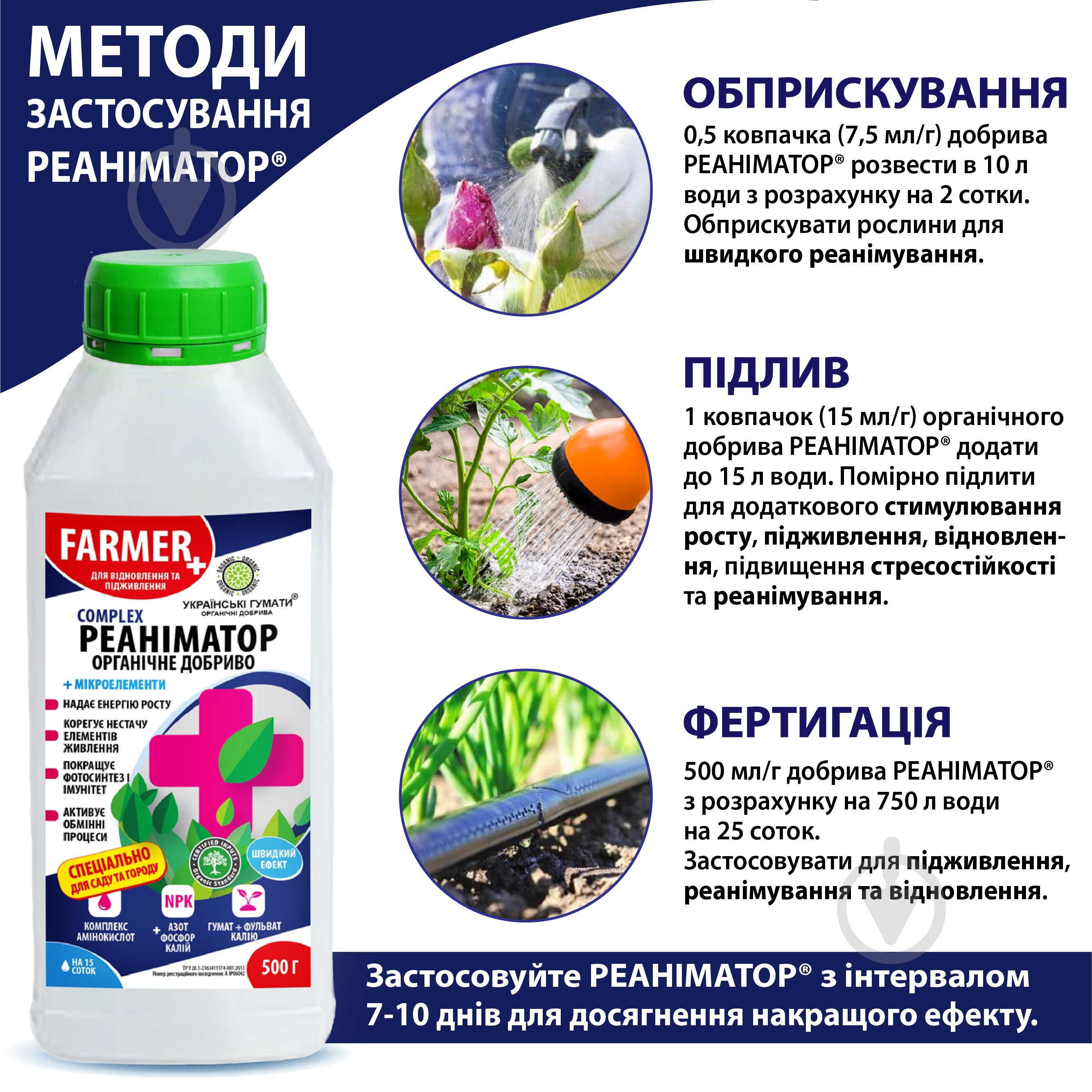 Добриво органічне Українські гумати для підживлення гуміново-фульвовим комплексом та реанімування 500 г - фото 2
