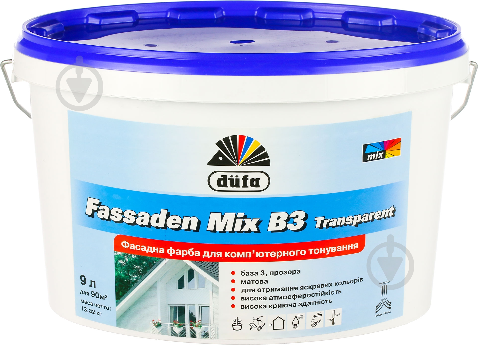 ᐉ Краска акриловая Dufa Fassaden Mix B3 Transparent мат VN 2682 9 л ...