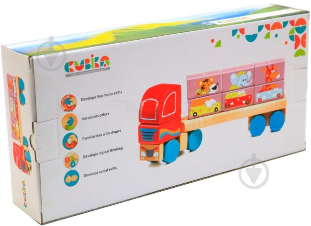 Игрушка деревянная Левеня Cubika Тягач с кубиками LM-14 - фото 4