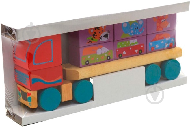 Игрушка деревянная Левеня Cubika Тягач с кубиками LM-14 - фото 2