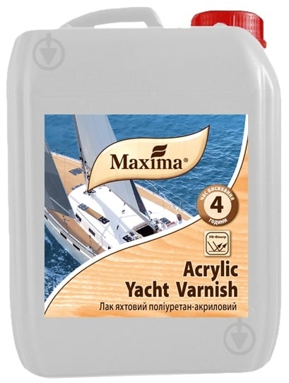 Лак яхтовий поліуретан-акриловий Acrylic yacht varnish Maxima глянець прозорий 5 л - фото 1