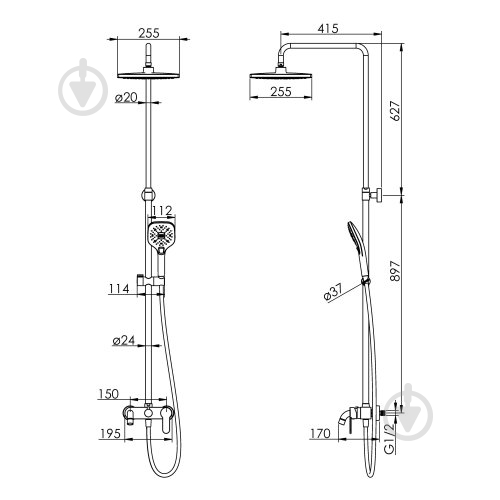 Душевая система Imprese t03000701AB - фото 2