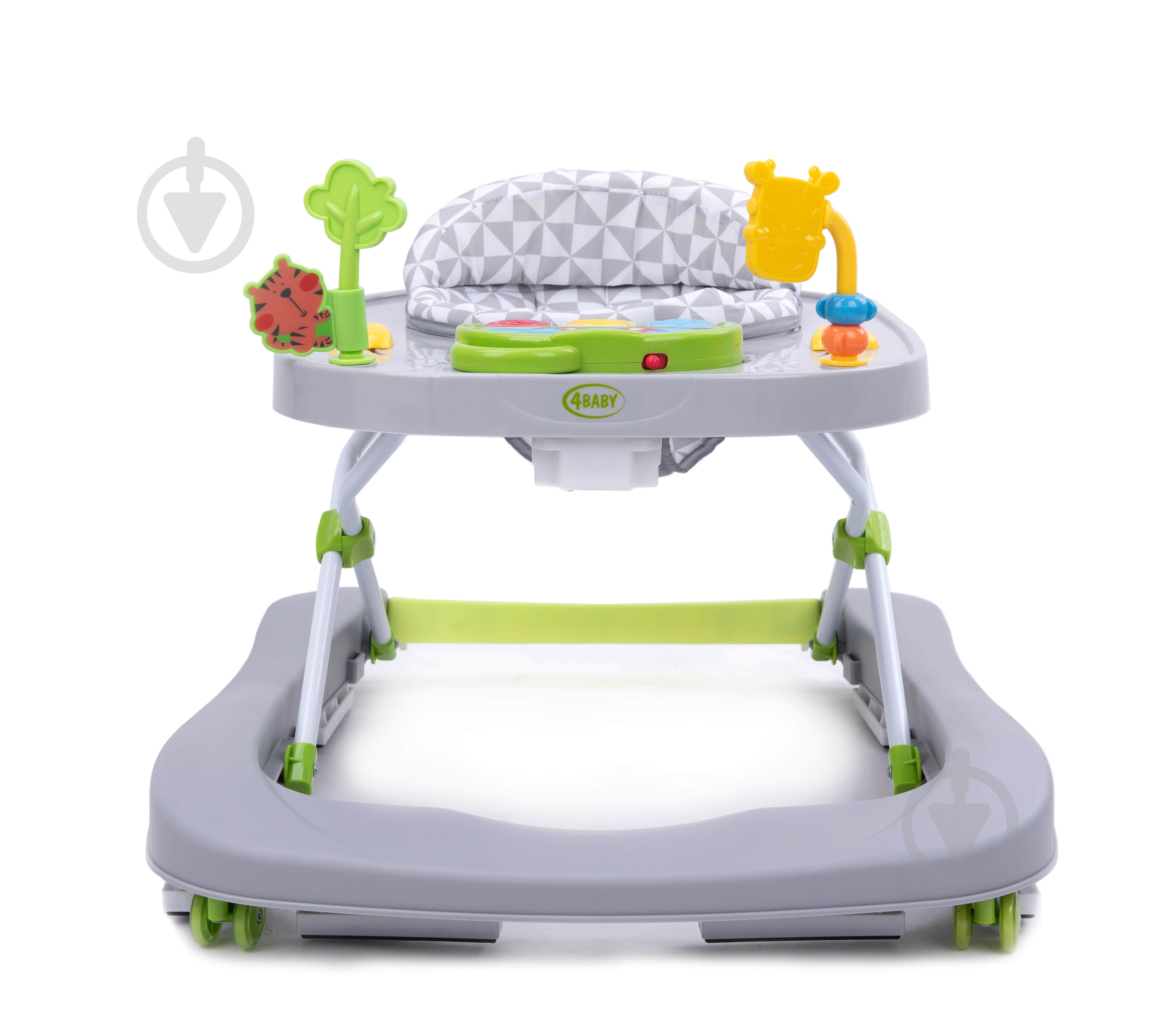 Ходунки интерактивные 4Baby Walk'n Push grey 4WP02 - фото 1