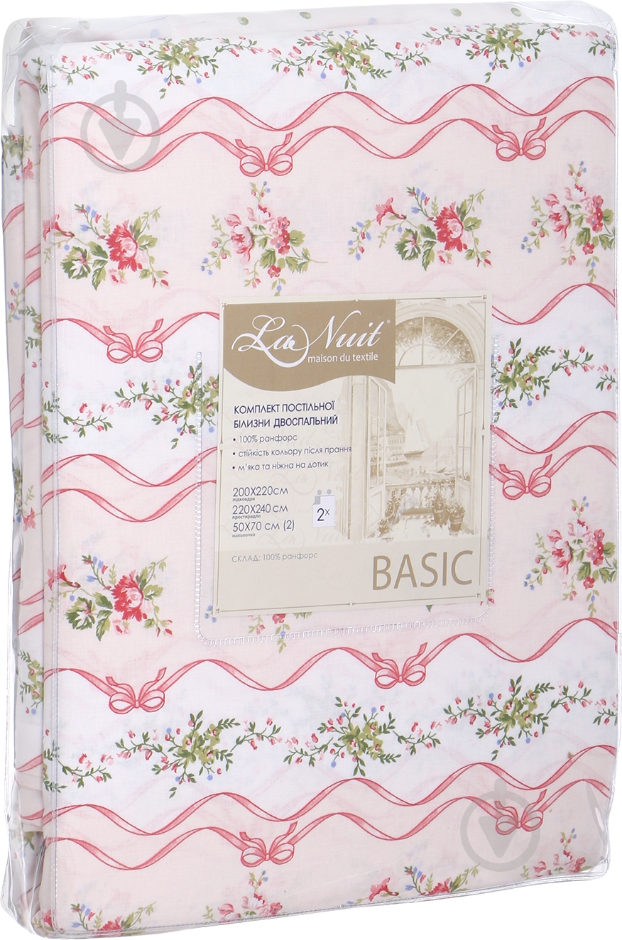 Комплект постельного белья Basic Кантри 1 2,0 белый с розовым La Nuit - фото 6