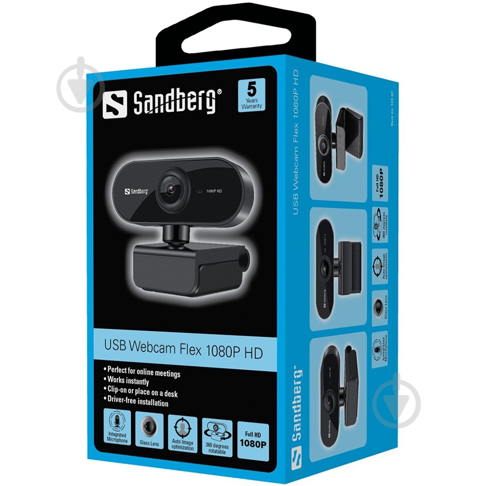 Веб-камера Sandberg Webcam Flex 1080P HD Black (133-97) - фото 4 Веб-камера Sandberg Webcam Flex 1080P HD Black (133-97) - фото 4