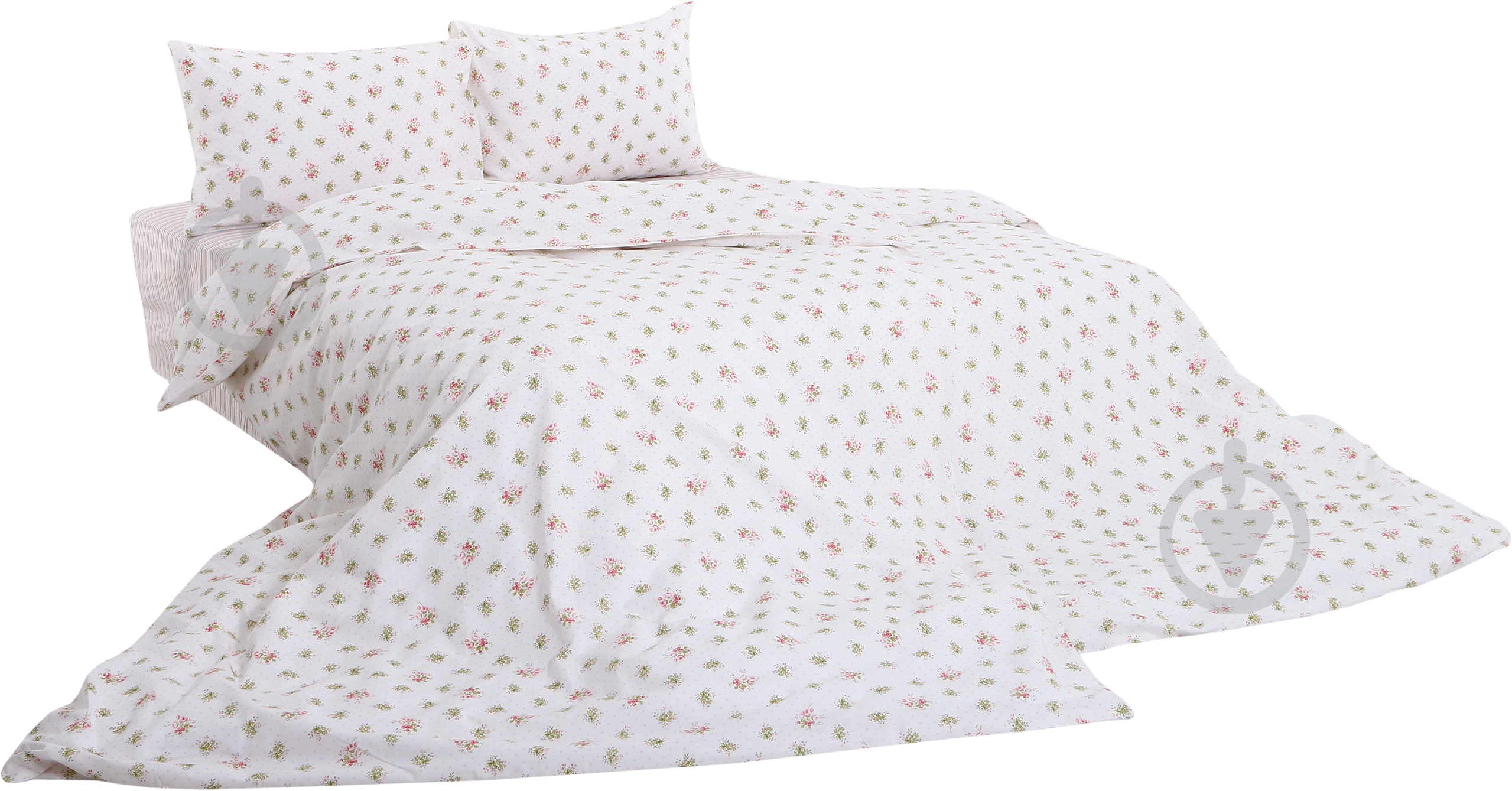 Комплект постельного белья Basic Кантри 2 семейный белый с розовым La Nuit - фото 1