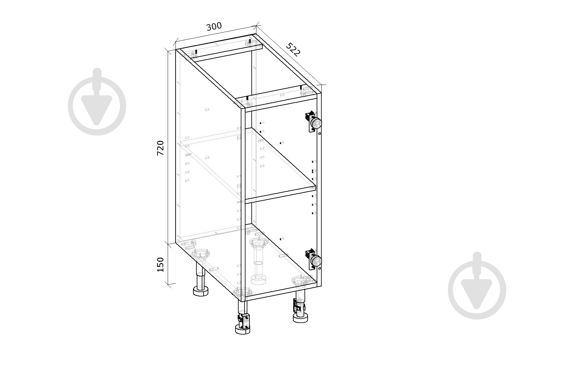 Тумба нижняя Грейд Оптимум 300x870x522 мм белый - фото 2