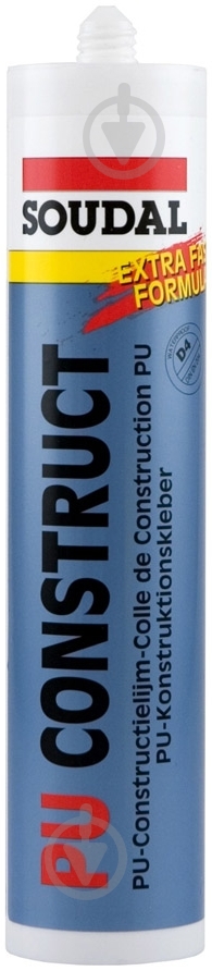 Клей монтажный SOUDAL PU CONSTRUCT D4 светло-серый 310 мл - фото 1