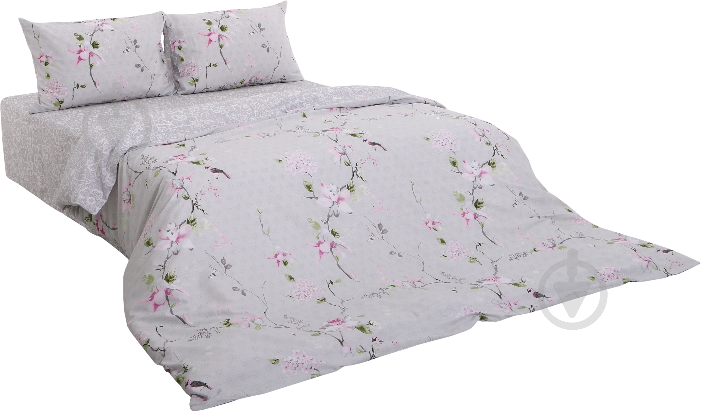 Комплект постельного белья Floral 1,5 серо-розовый Ibodo (без простыни) - фото 1 Комплект постельного белья Floral 1,5 серо-розовый Ibodo (без простыни) - фото 1