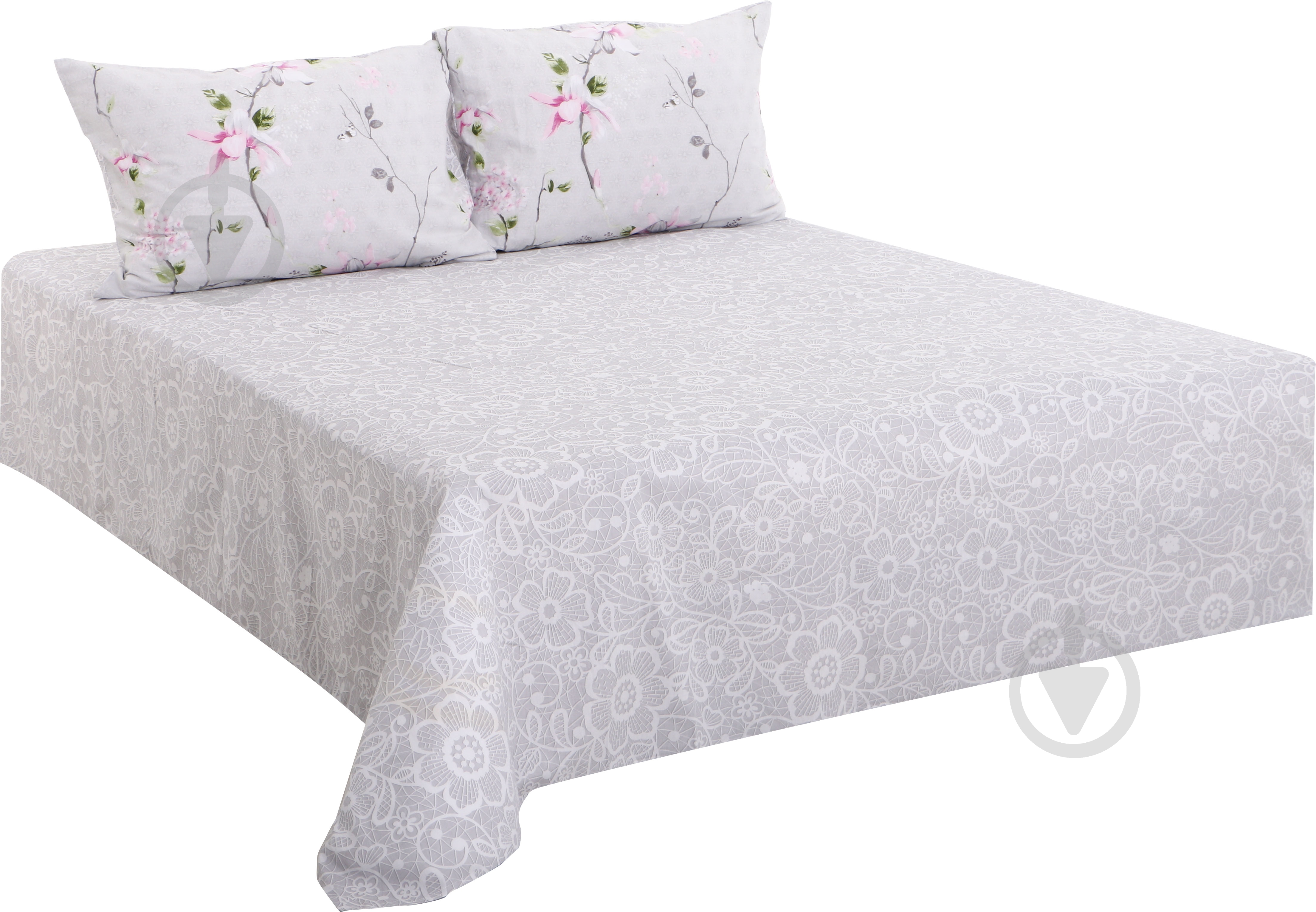 Комплект постельного белья Floral семейный серо-розовый Ibodo - фото 2