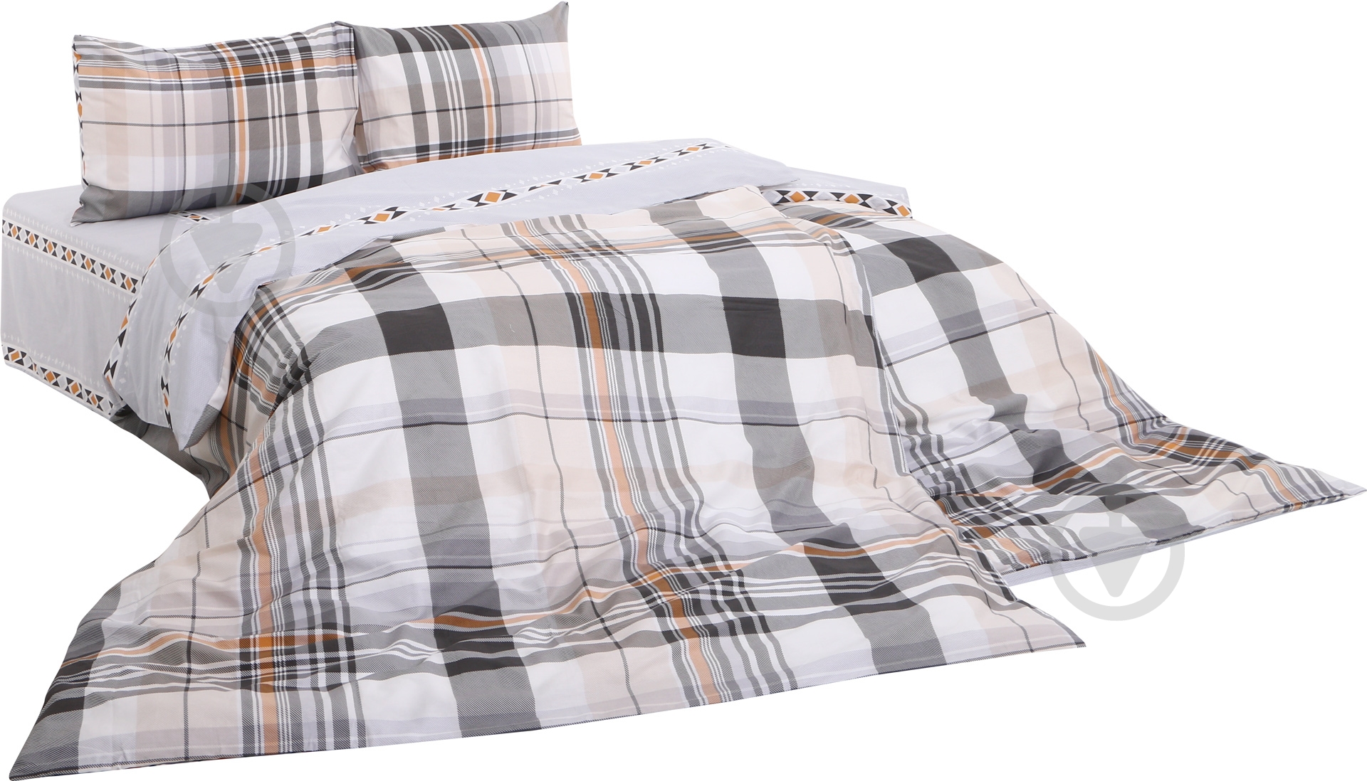 Комплект постельного белья Naples семейный серый с желтым Ibodo - фото 1