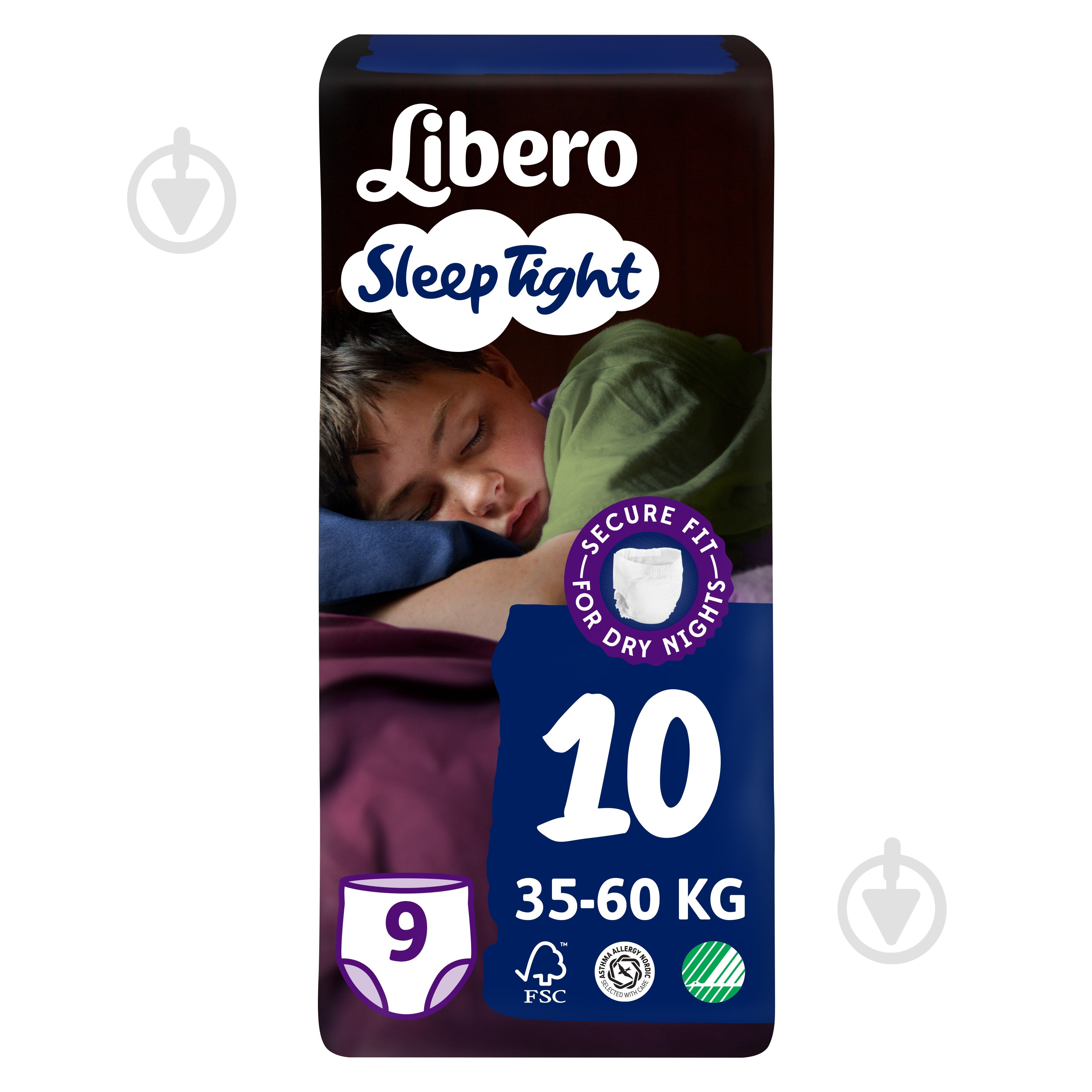 Підгузки-трусики Libero Sleep Tight 10 35-60 кг 9 шт. - фото 1 Підгузки-трусики Libero Sleep Tight 10 35-60 кг 9 шт. - фото 1