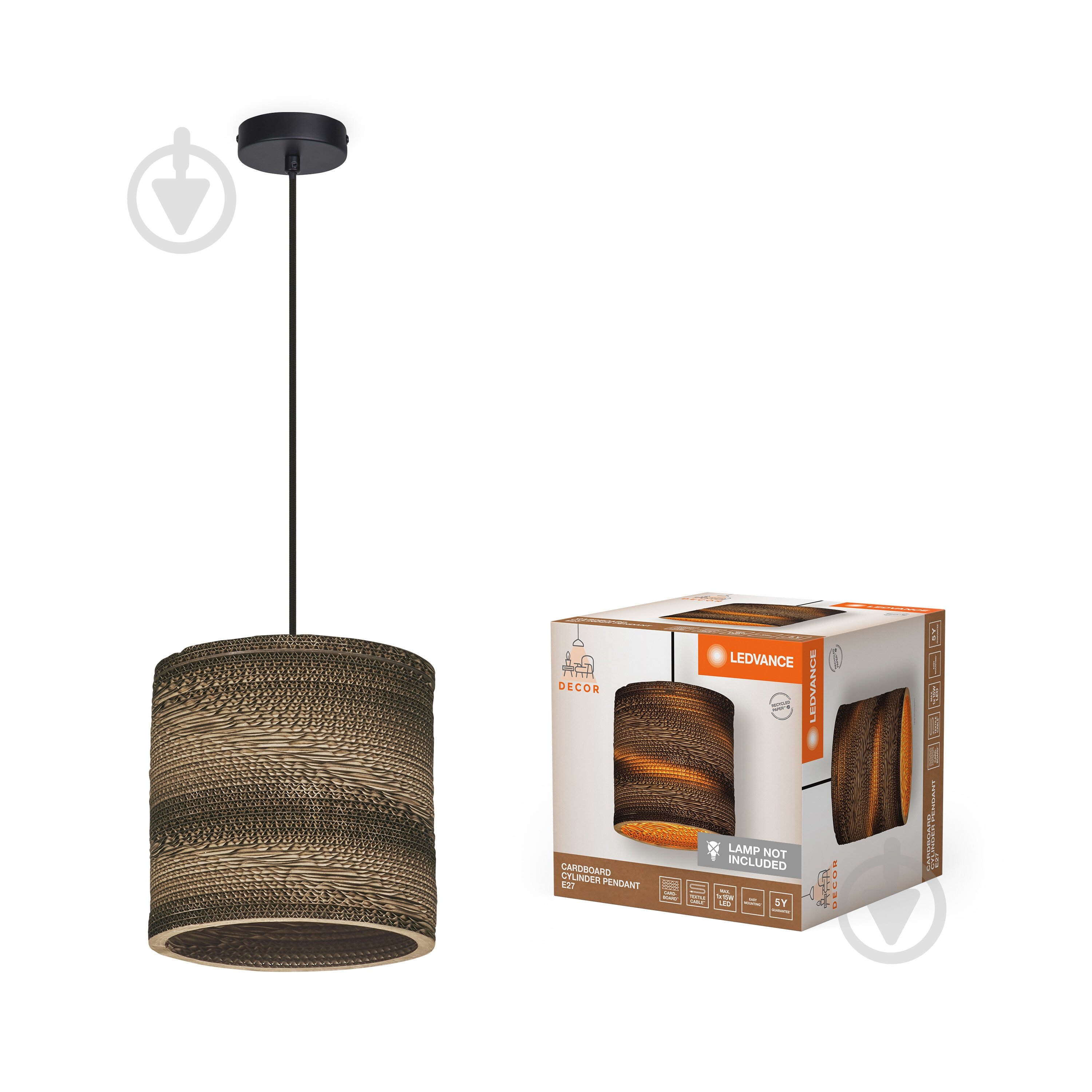 Подвес Ledvance Decor Cardboard Cylinder Pendant Brown 1x/E27 - фото 7