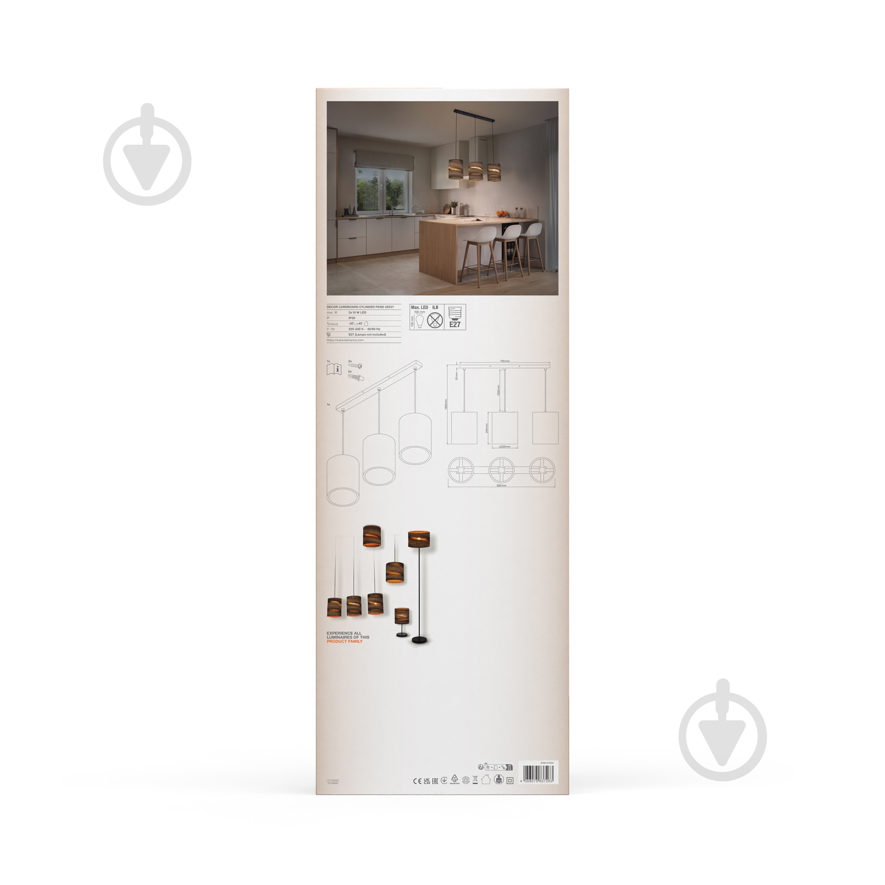 Подвес Ledvance Decor Cardboard Cylinder Pendant Brown 3x/E27 - фото 13