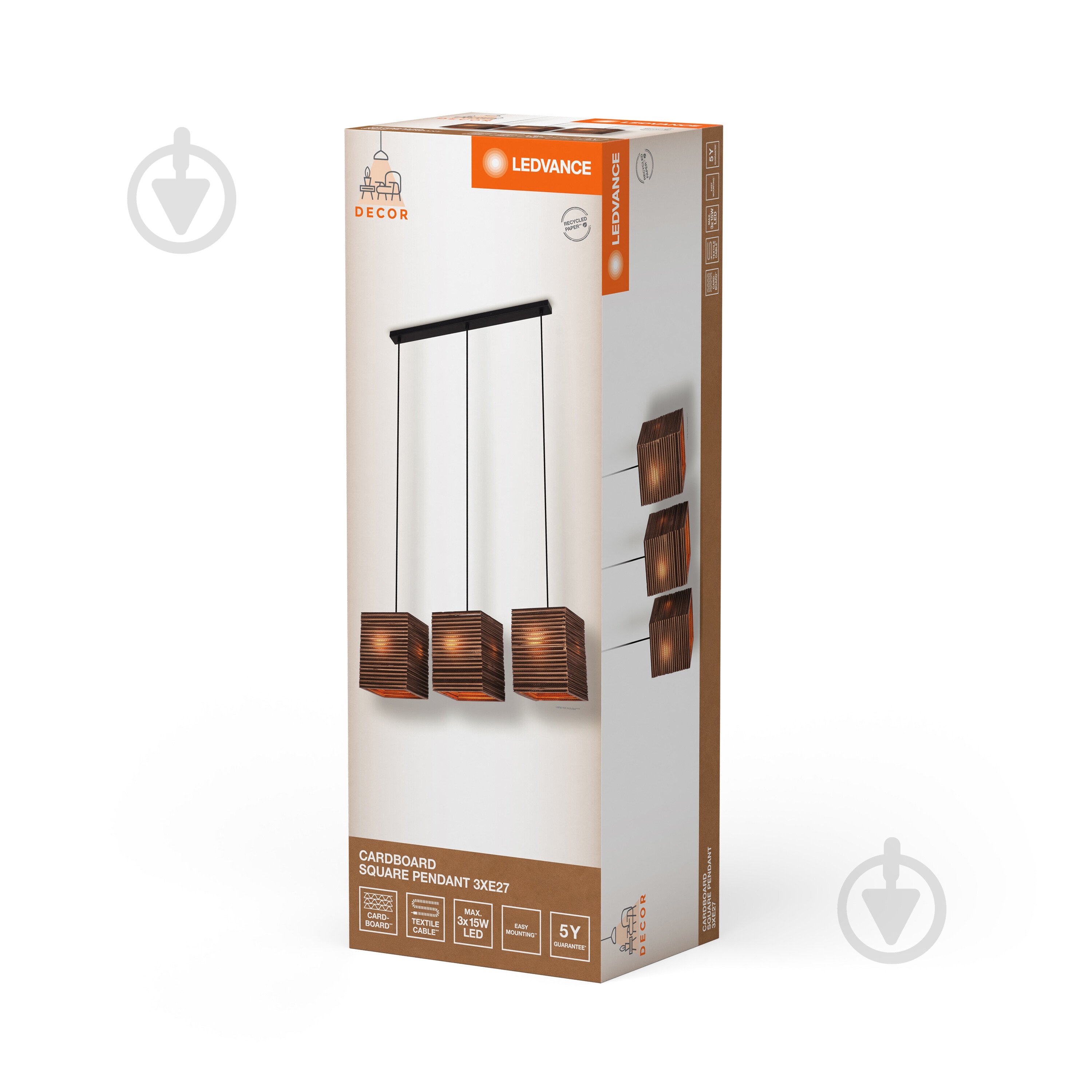 Подвес Ledvance Decor Cardboard Square Pendant Brown 3x/E27 - фото 13