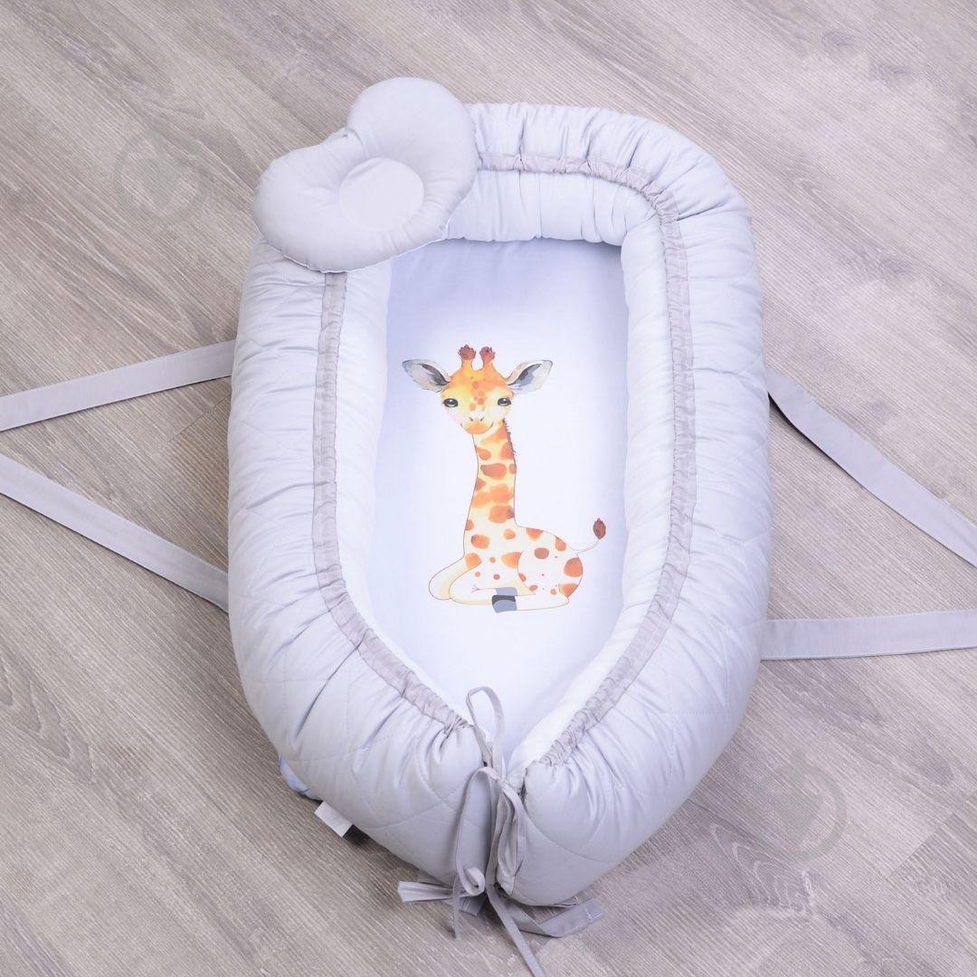Кокон для новорожденных Baby Veres гнездышко Giraffe grey - фото 1