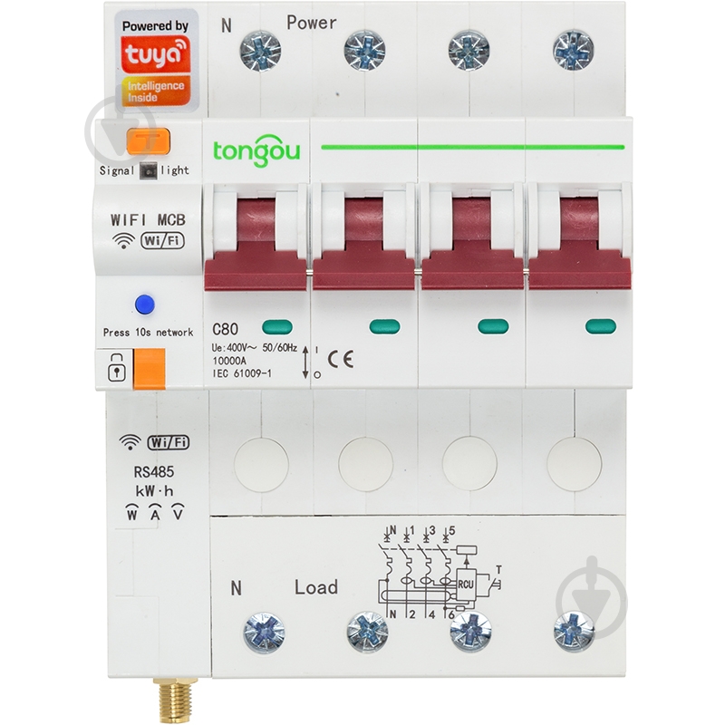 Розумний вимикач бездротовий Tuya 4-полюсний TUYA Wi-Fi, RS485, 63A білий - фото 4 Розумний вимикач бездротовий Tuya 4-полюсний TUYA Wi-Fi, RS485, 63A білий - фото 4