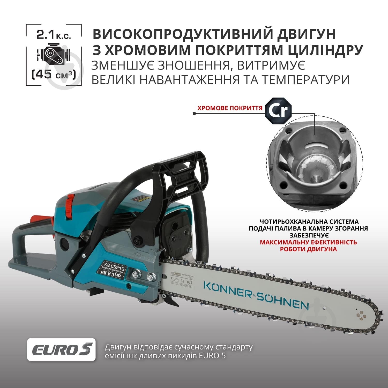 Бензопила Konner&Sohnen KS CS21G-16 - фото 7