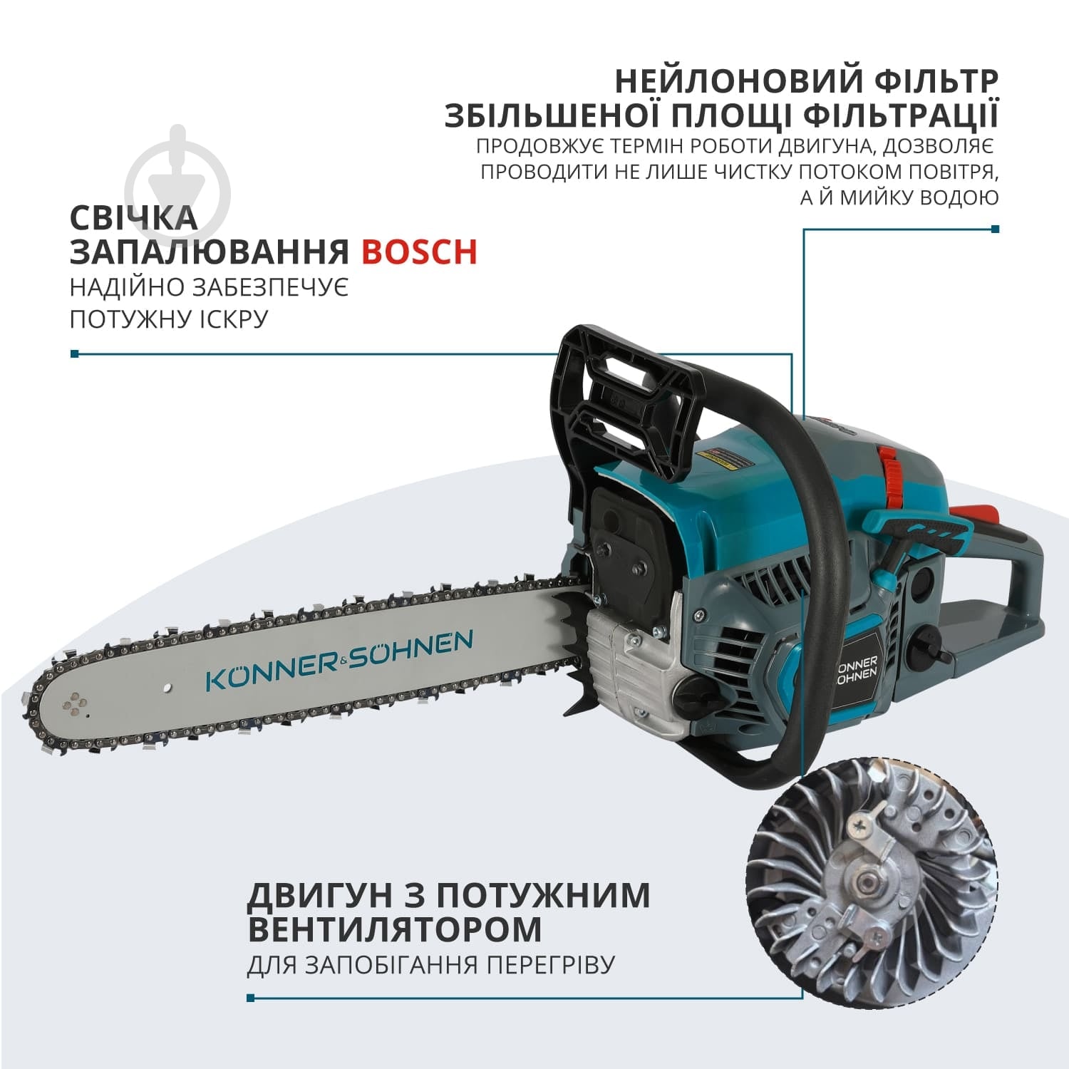 Бензопила Konner&Sohnen KS CS21G-16 - фото 8