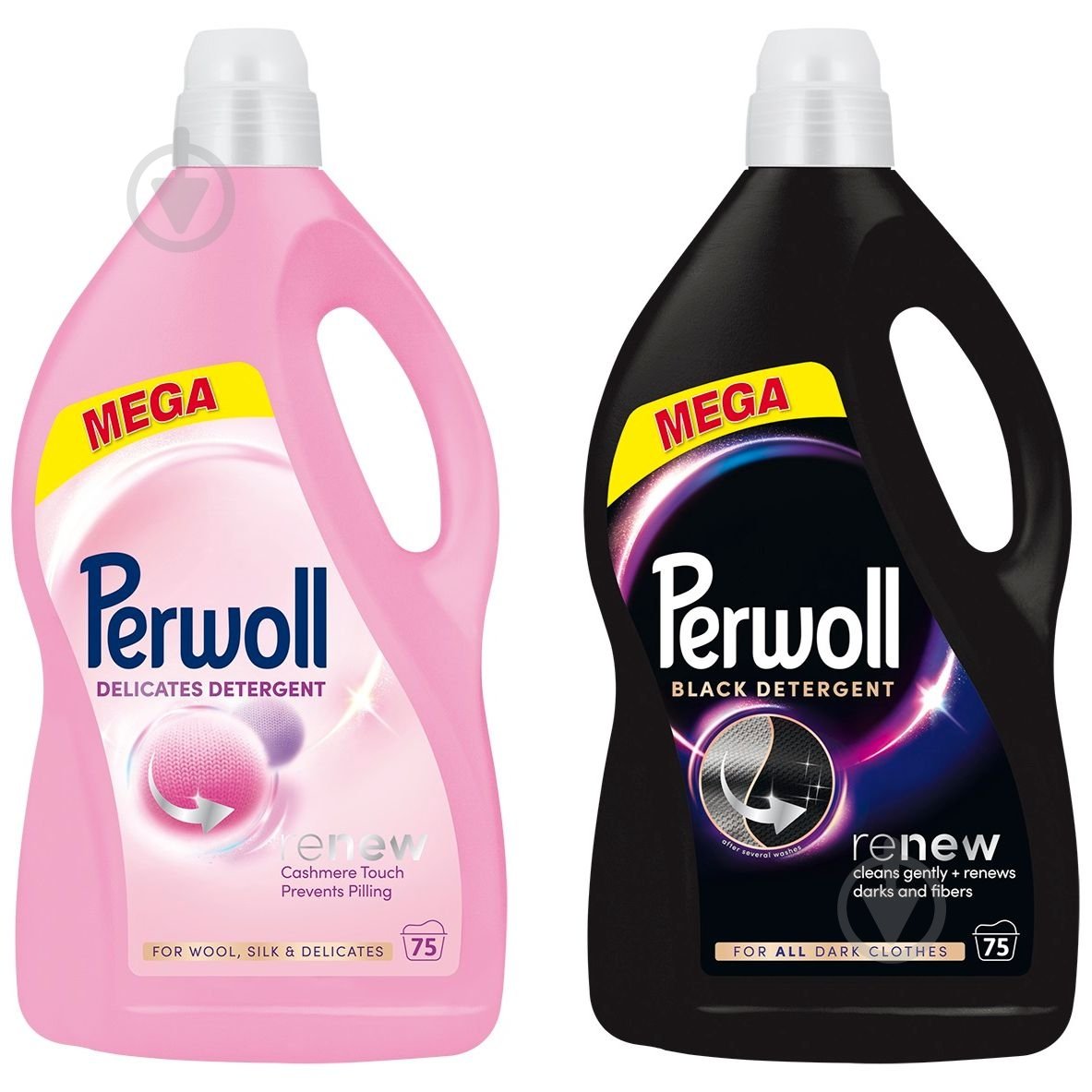 Набор для машинной и ручной стирки Perwoll для шерсти, шелка и деликатных тканей + для черных и темных вещей 3,75 л 2 шт. - фото 1