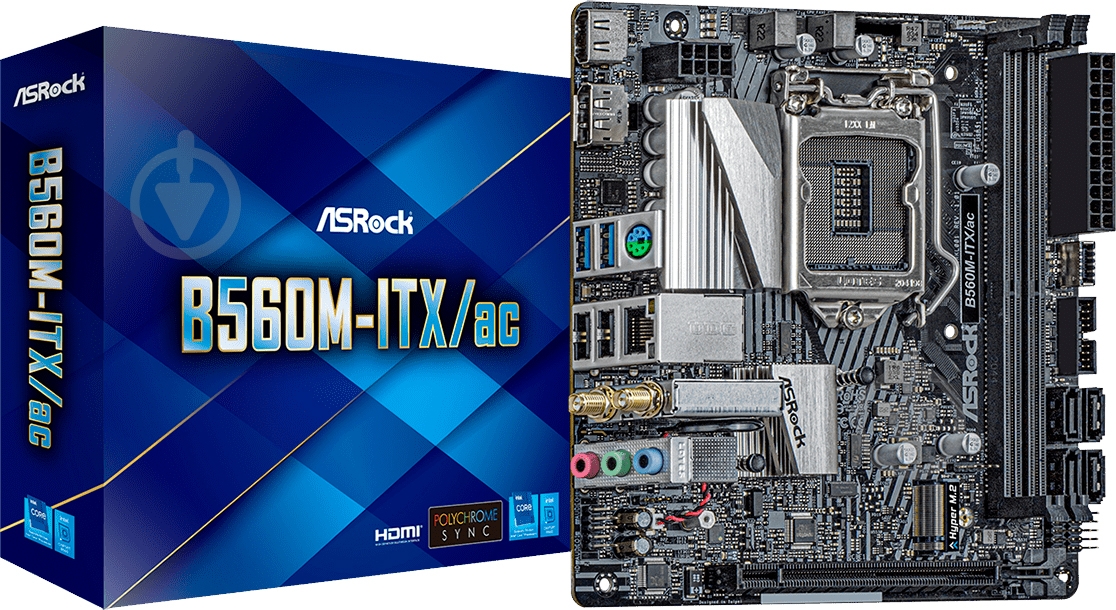 Материнская плата ASRock B560M-ITX/AC (Socket 1200, Intel B560, mini ITX) - фото 1