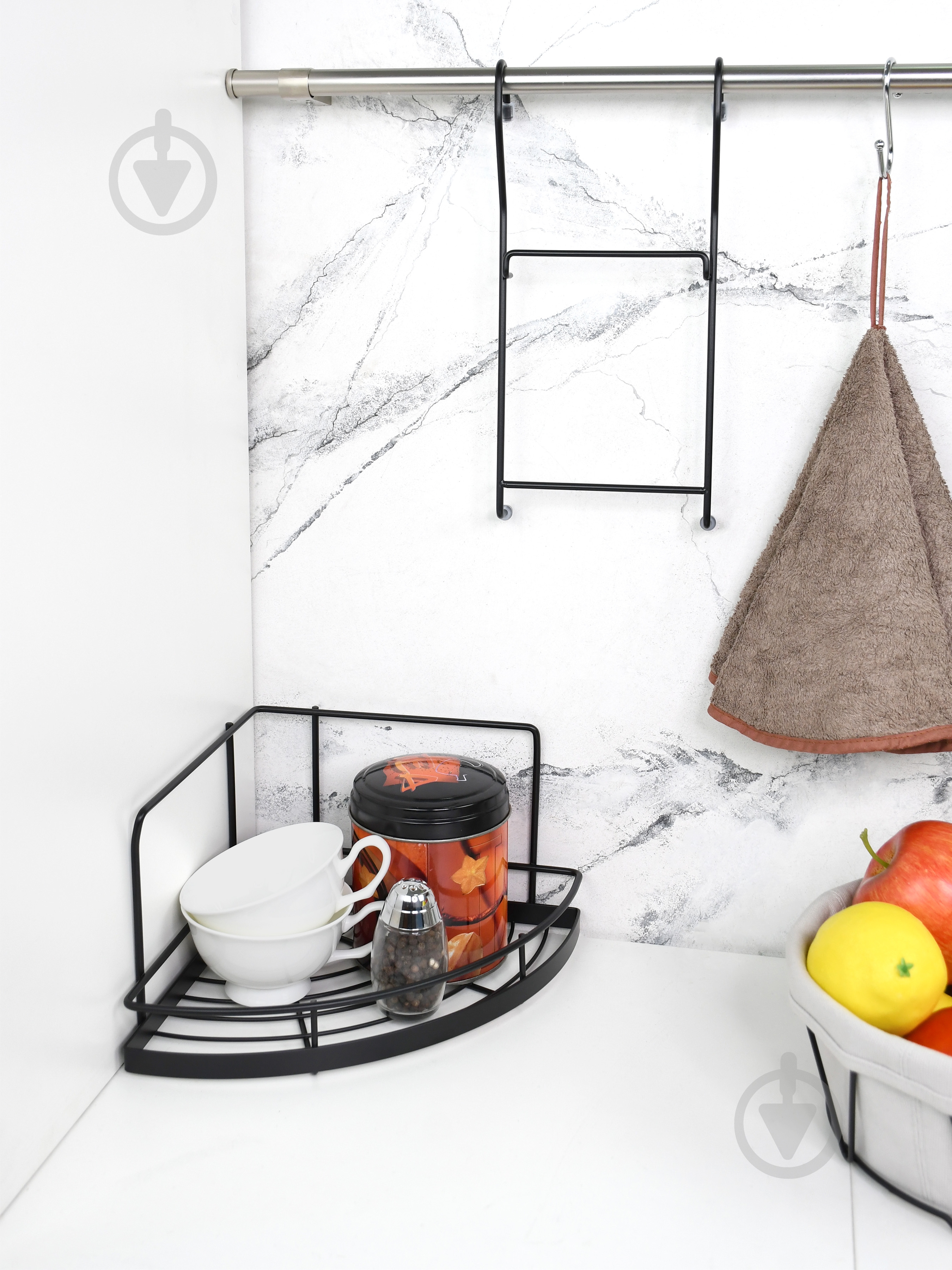 Полка на рейлинг Homax YJ-G301 A BL 320x280x320 мм угловая черный - фото 2