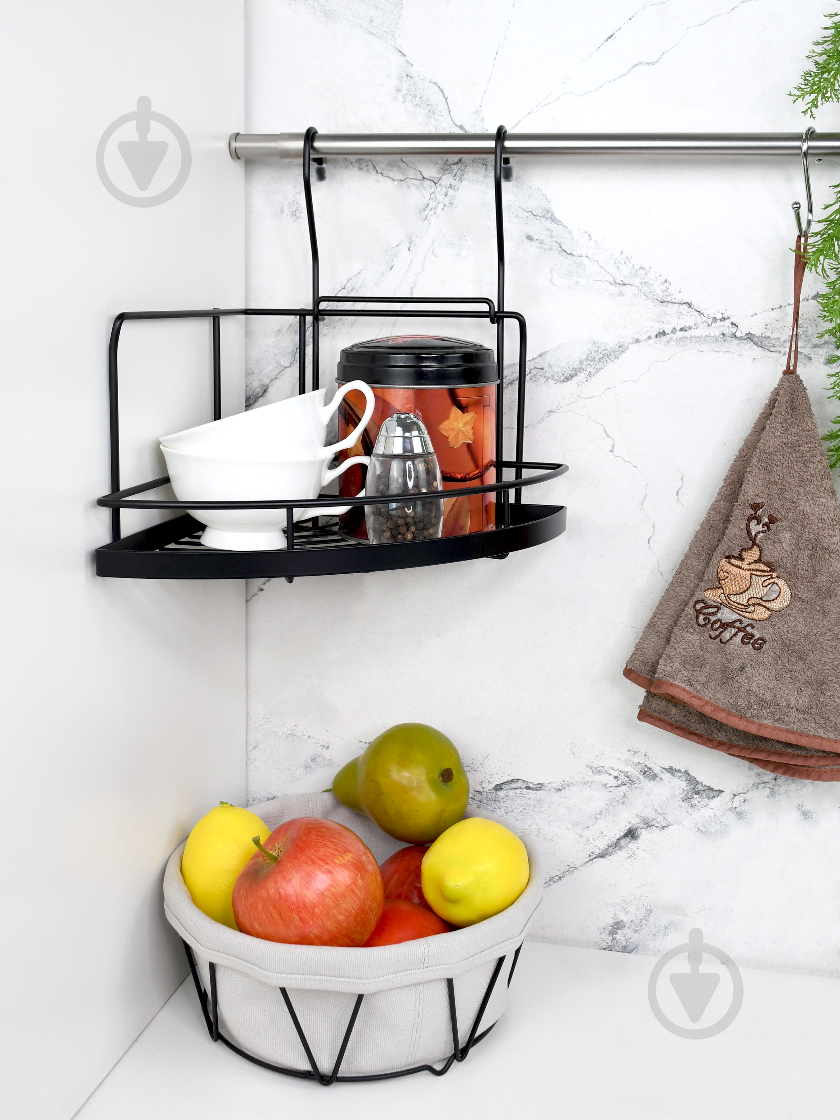 Полка на рейлинг Homax YJ-G301 A BL 320x280x320 мм угловая черный - фото 5