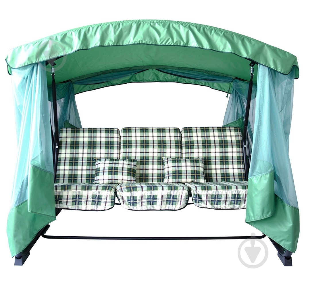 Качели с навесом Фемели-2 Клеточка" 3-4-х местная с москитной сеткой - фото 3