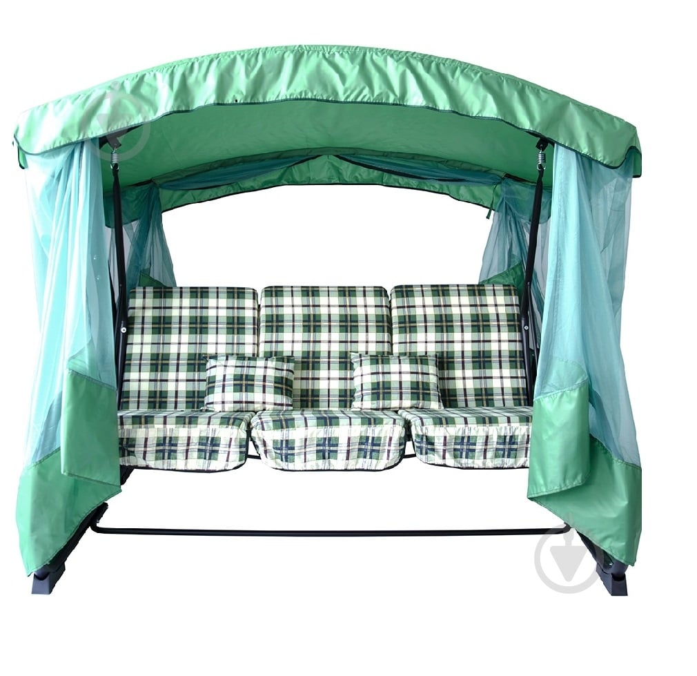 Качели с навесом Фемели-2 Клеточка" 3-4-х местная с москитной сеткой - фото 1