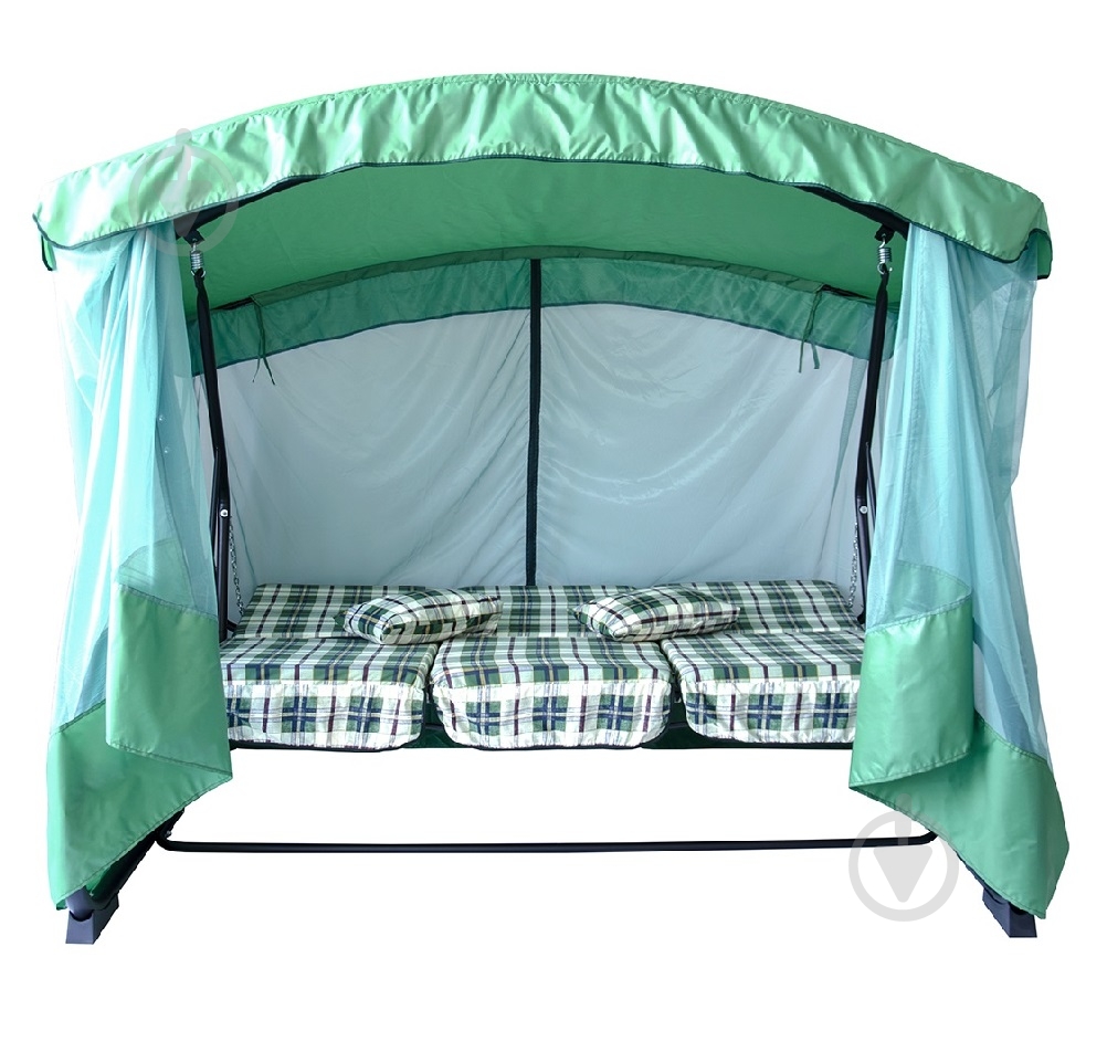 Качели с навесом Фемели-2 Клеточка" 3-4-х местная с москитной сеткой - фото 2