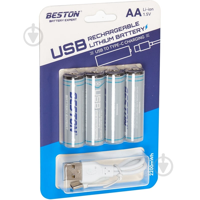 Аккумулятор Beston AA USB Type-C 1.5V 1460mAh Li-ion (2AC-60) AAAA 4 шт. (AA620265) - фото 3 Аккумулятор Beston AA USB Type-C 1.5V 1460mAh Li-ion (2AC-60) AAAA 4 шт. (AA620265) - фото 3