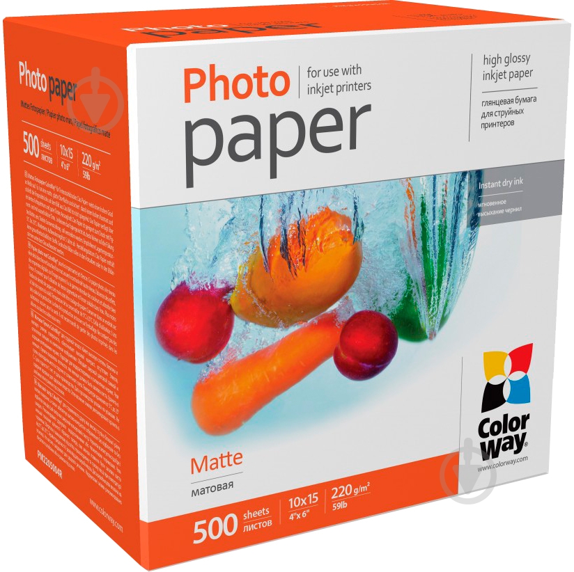 Фотобумага ColorWay 10x15 220г matte 500 л (PM2205004R) - фото 1 Фотобумага ColorWay 10x15 220г matte 500 л (PM2205004R) - фото 1